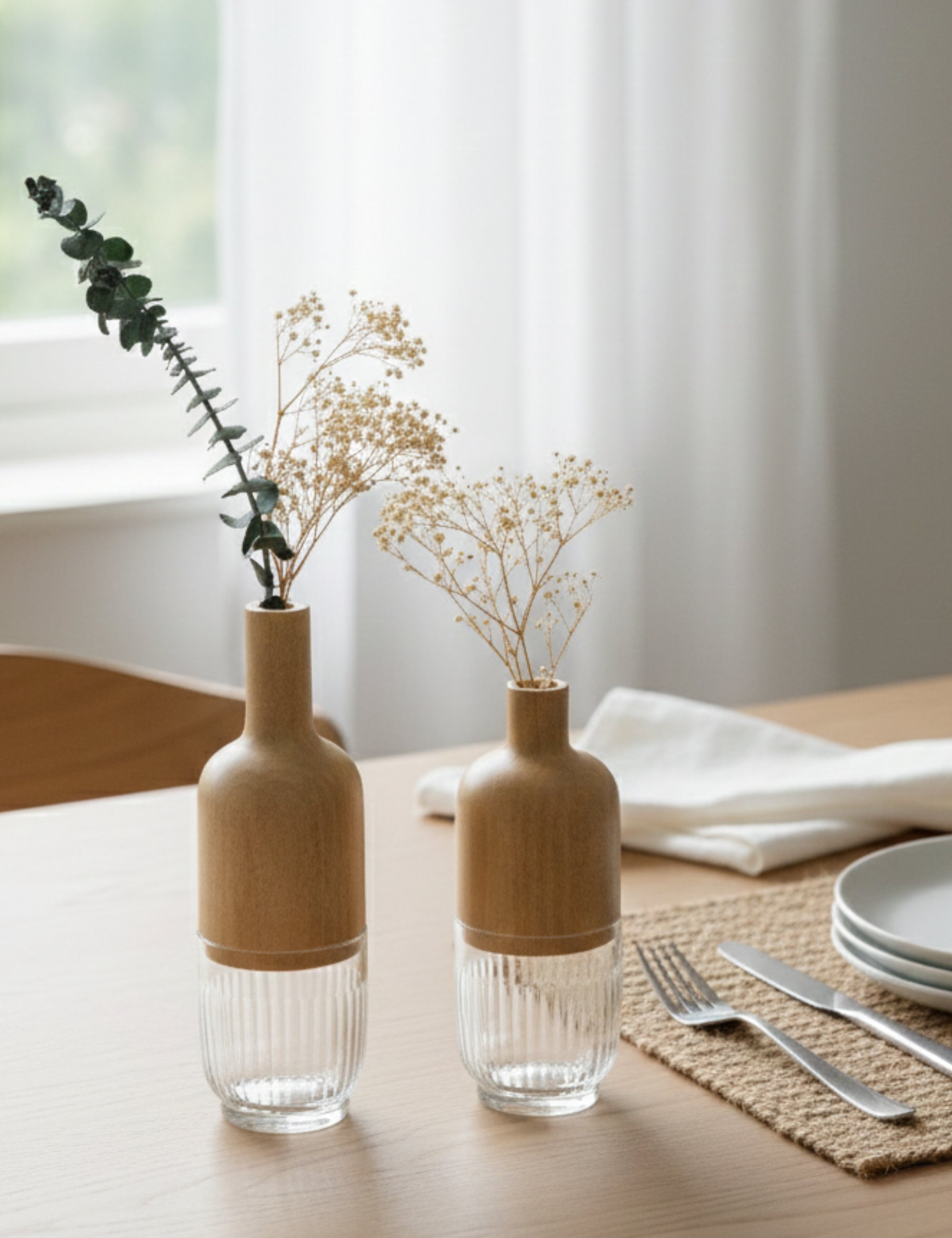 Osaka Minimalist 2'li Vazo Seti - Şeffaf