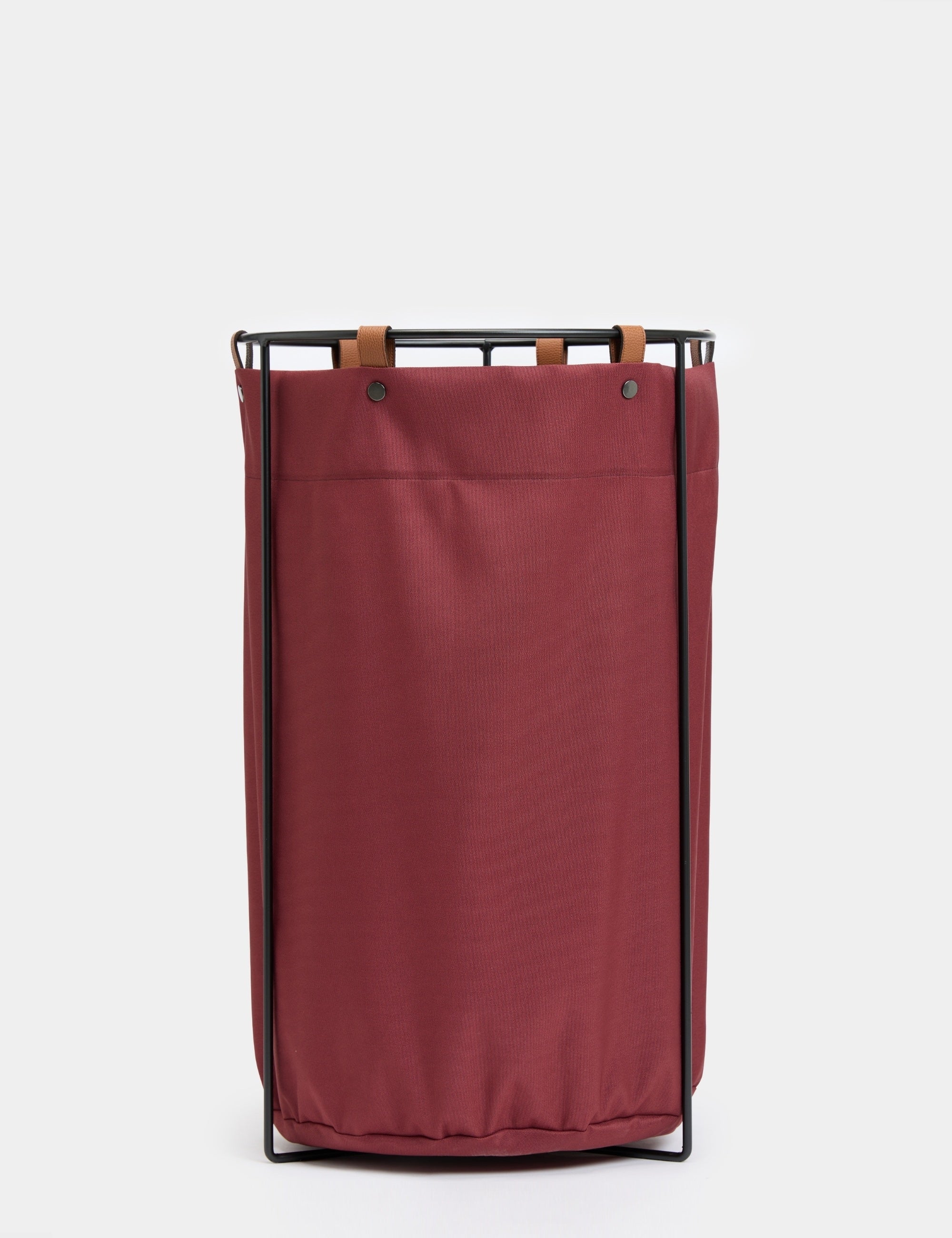 Edda Deri Askılı Metal Gövdeli Retro Çamaşır Sepeti - Bordo
