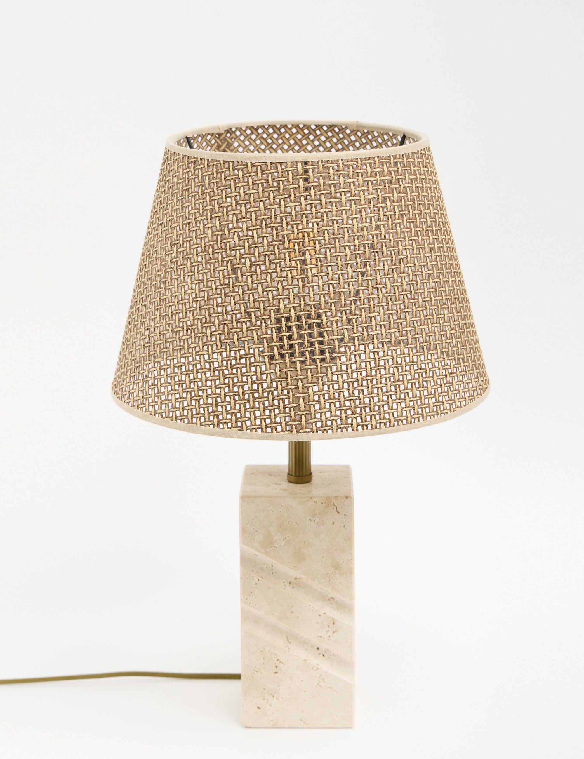 Valen Hasır Şapkalı Traverten Abajur