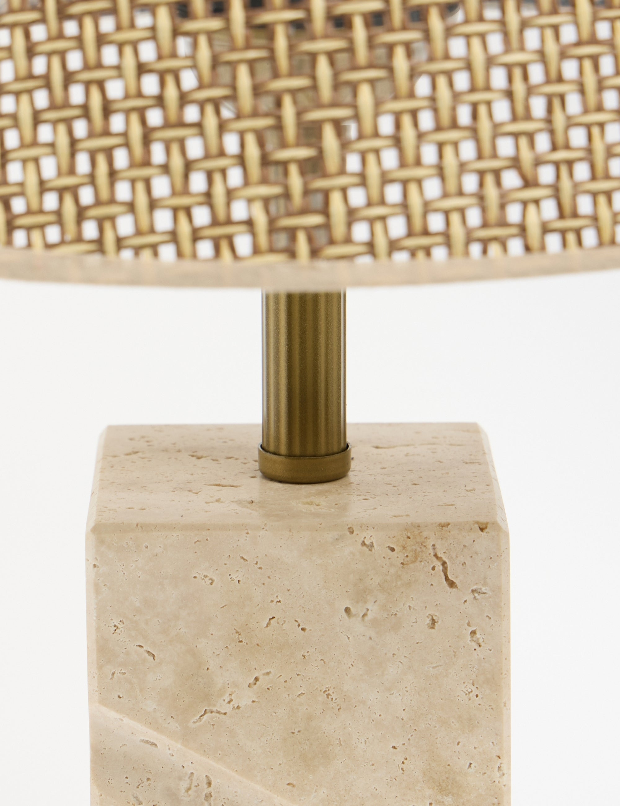 Valen Hasır Şapkalı Traverten Abajur