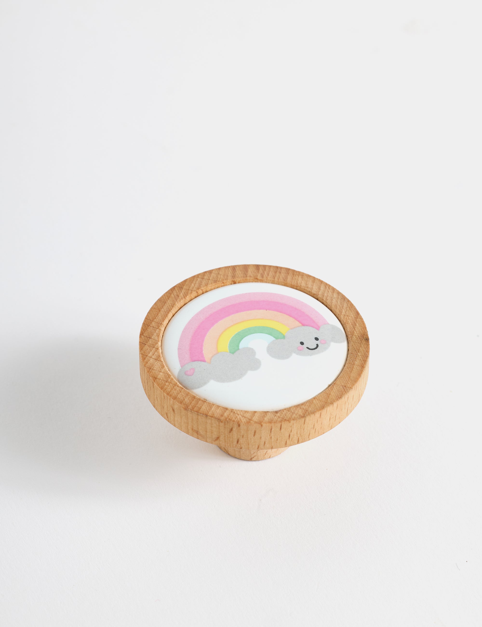 Gökkuşağı Porselen ve Ahşap Detaylı Tekli Çocuk Kulp