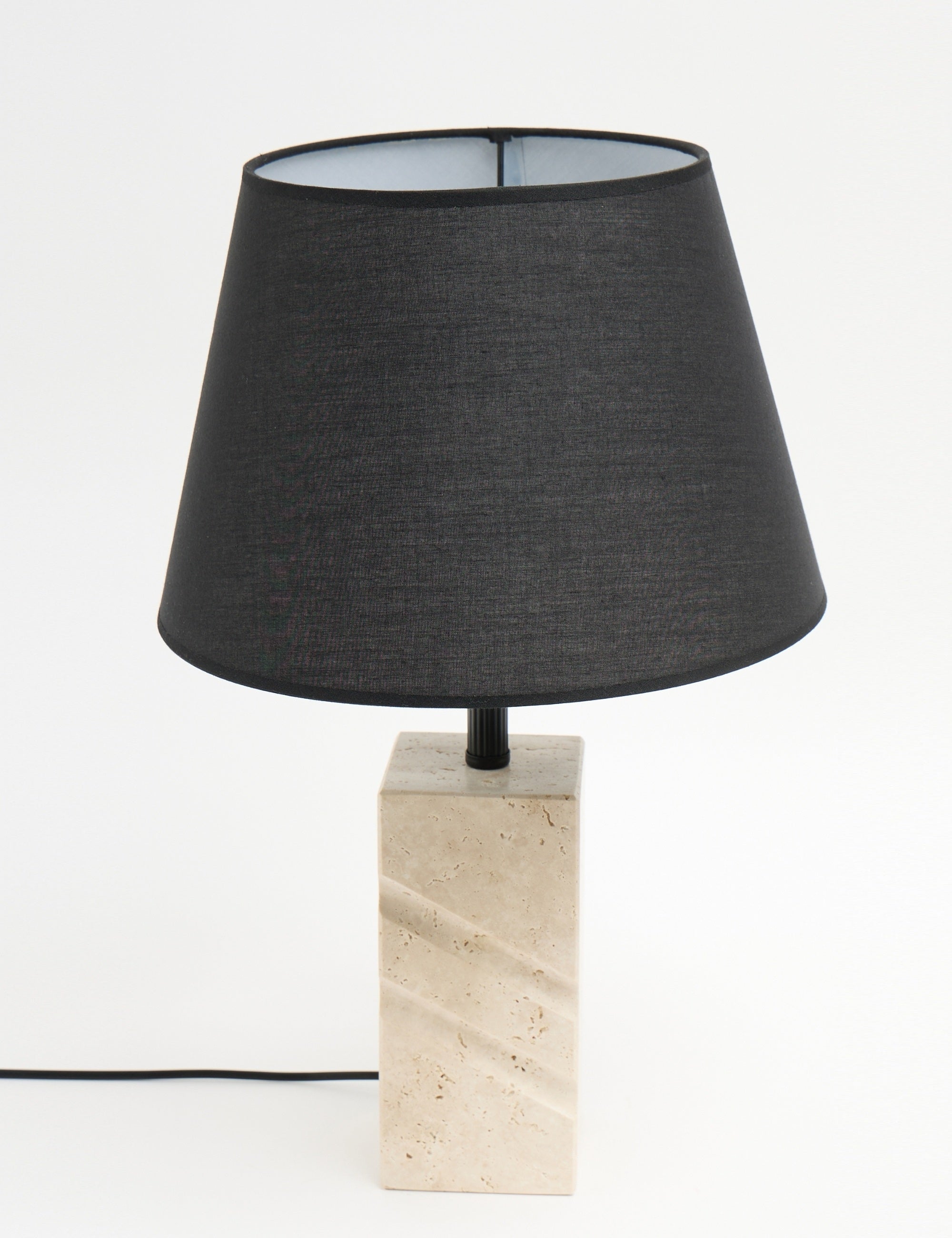 Valen Kumaş Şapkalı Siyah Traverten Abajur