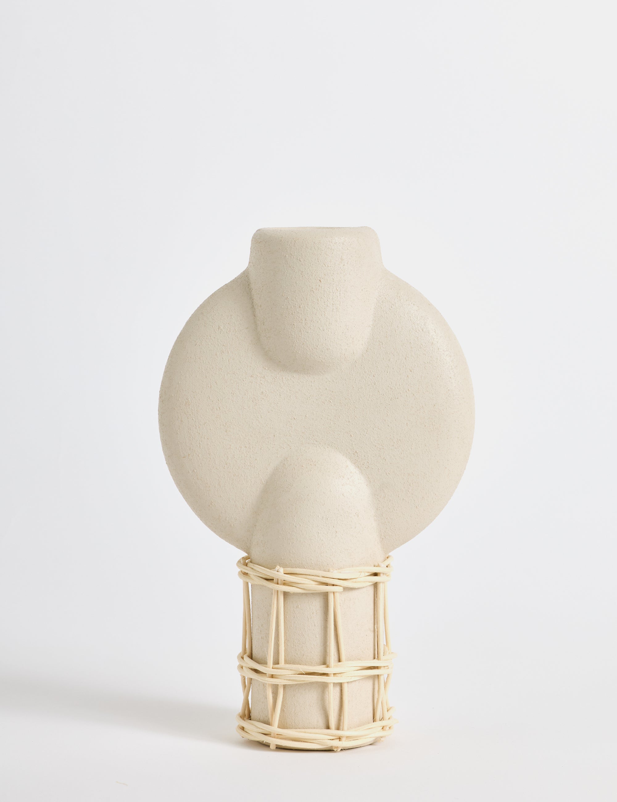 Silindir Doğal Hasır Örgülü Terakota Vazo