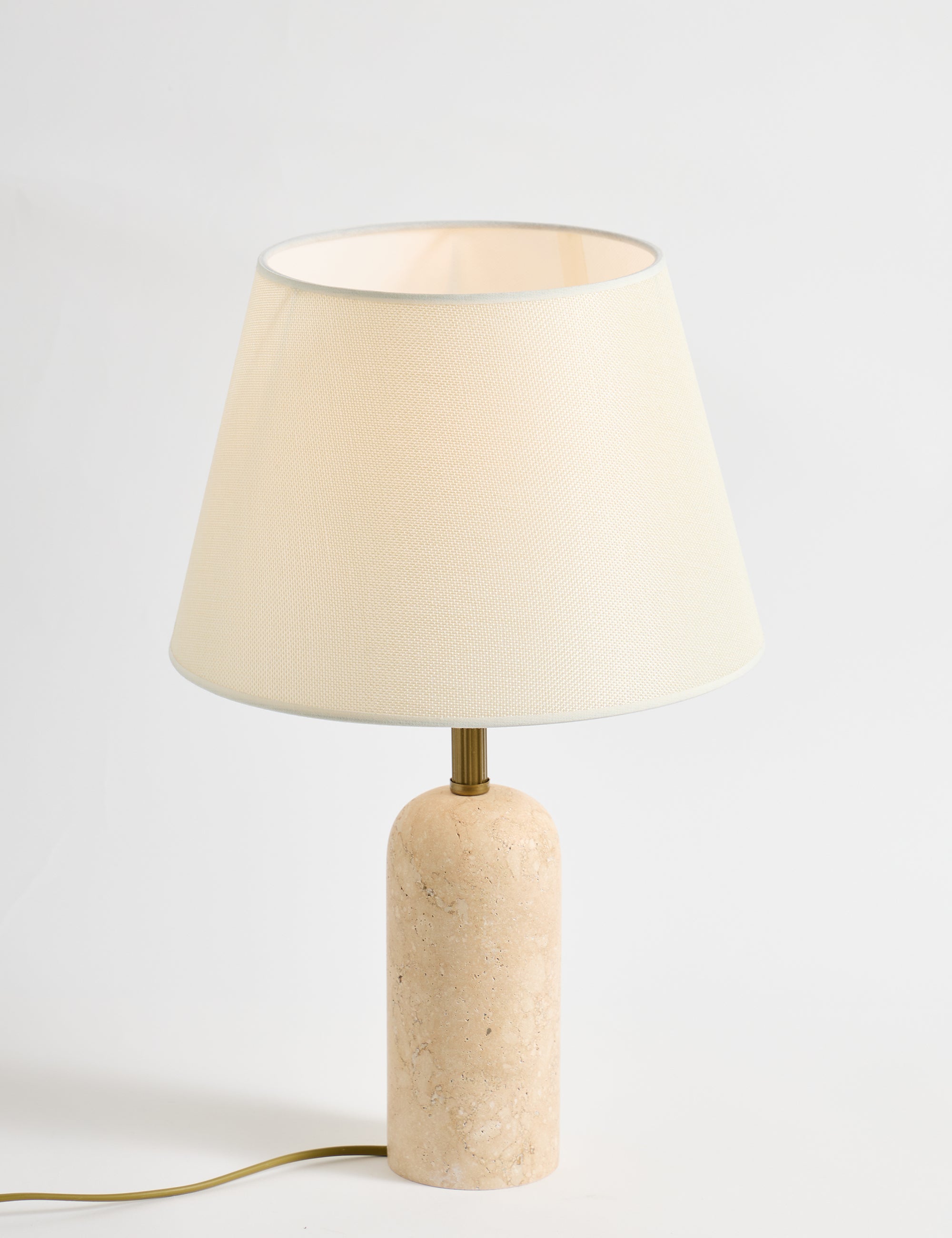 Luum Kumaş Şapkalı Traverten Abajur