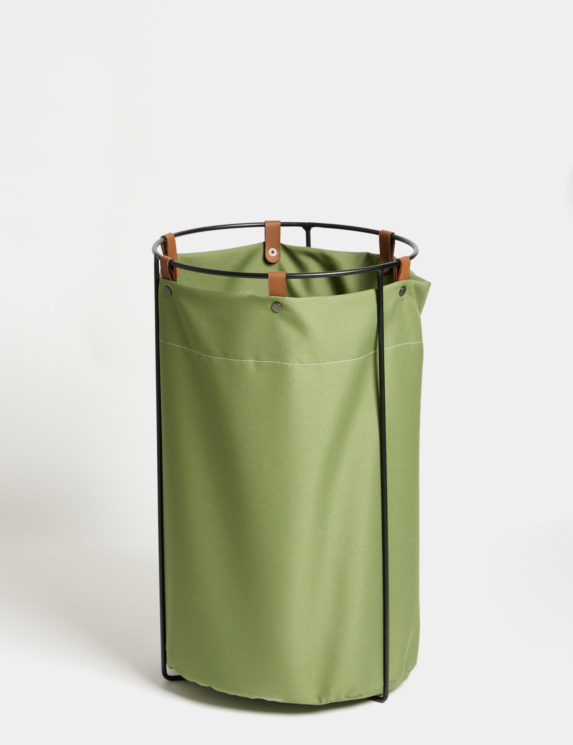 Edda Deri Askılı Metal Gövdeli Retro Çamaşır Sepeti - Yeşil