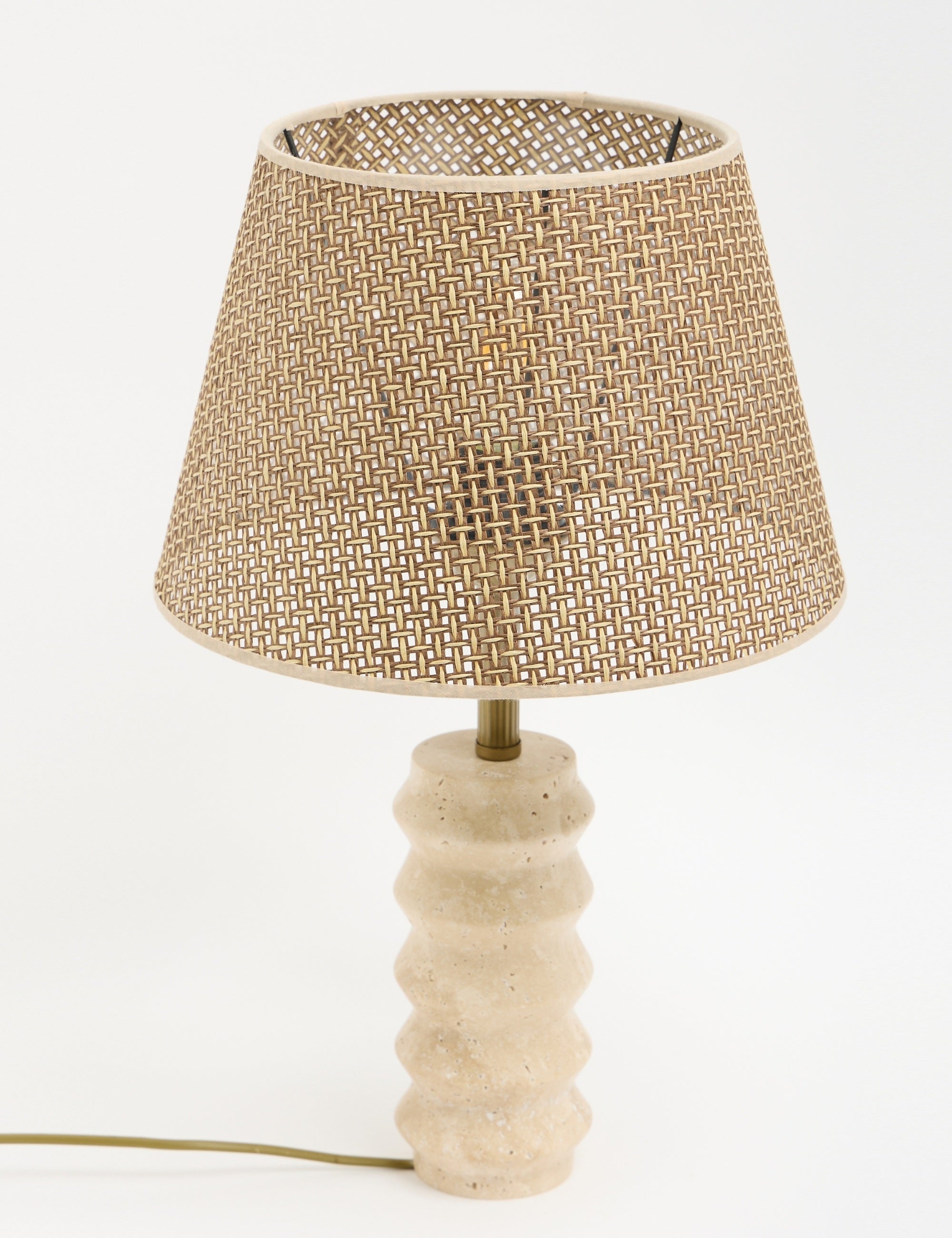 Meya Hasır Şapkalı Traverten Abajur