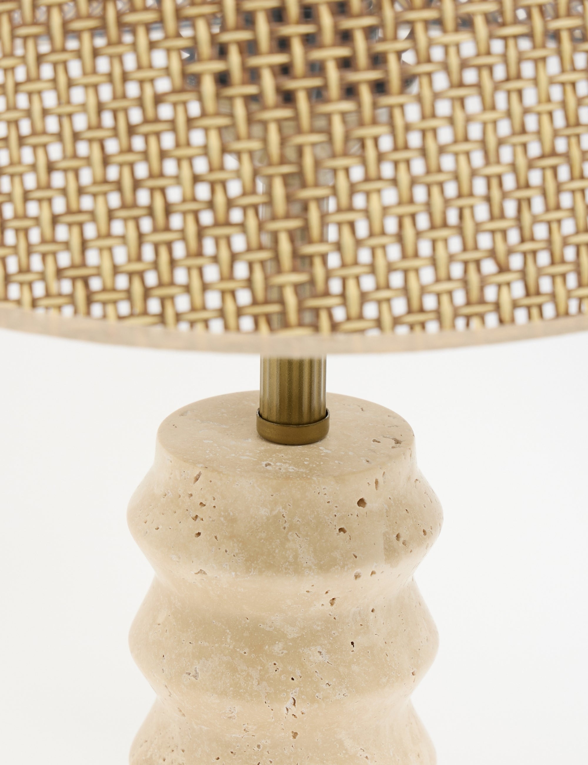 Meya Hasır Şapkalı Traverten Abajur