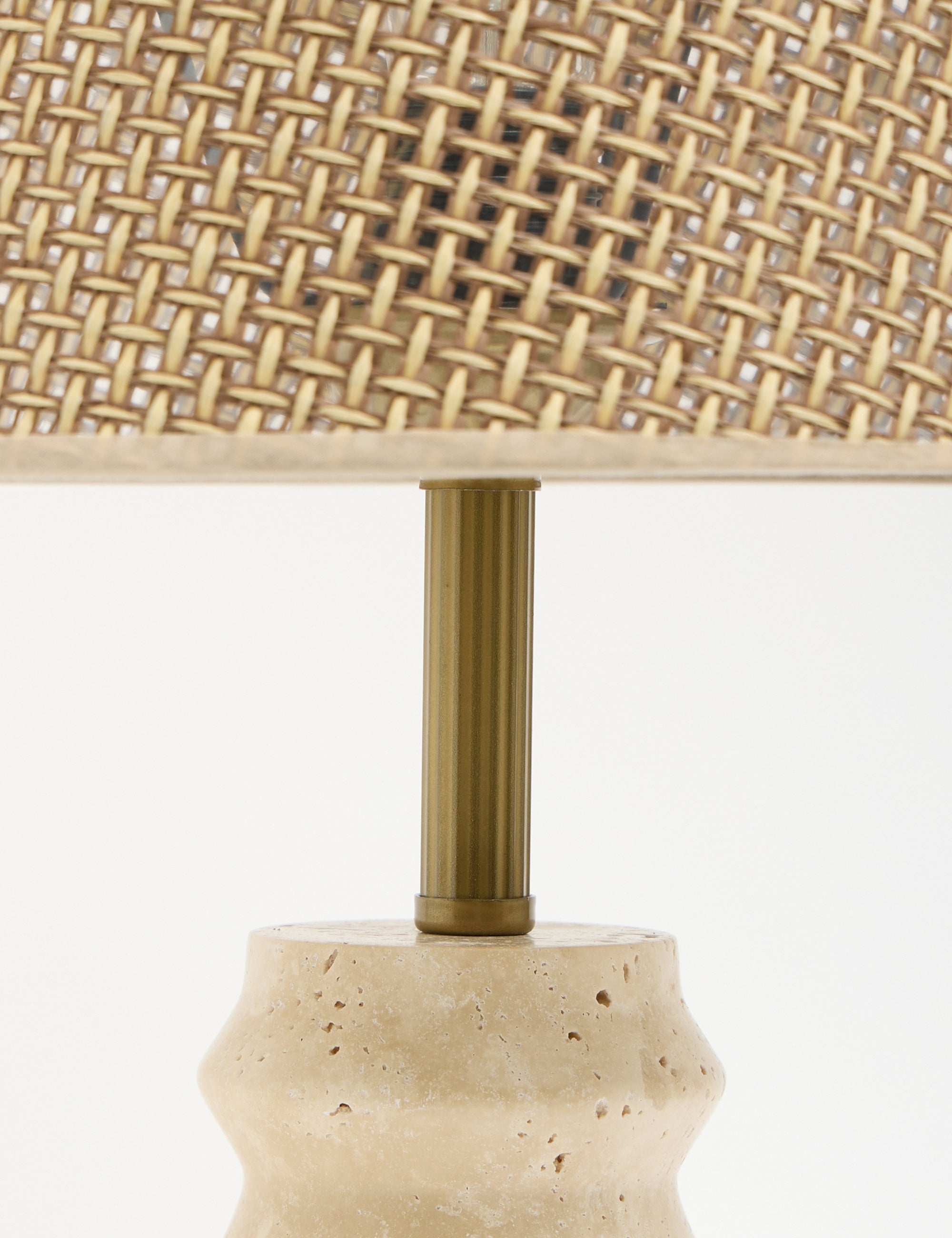 Meya Hasır Şapkalı Traverten Abajur