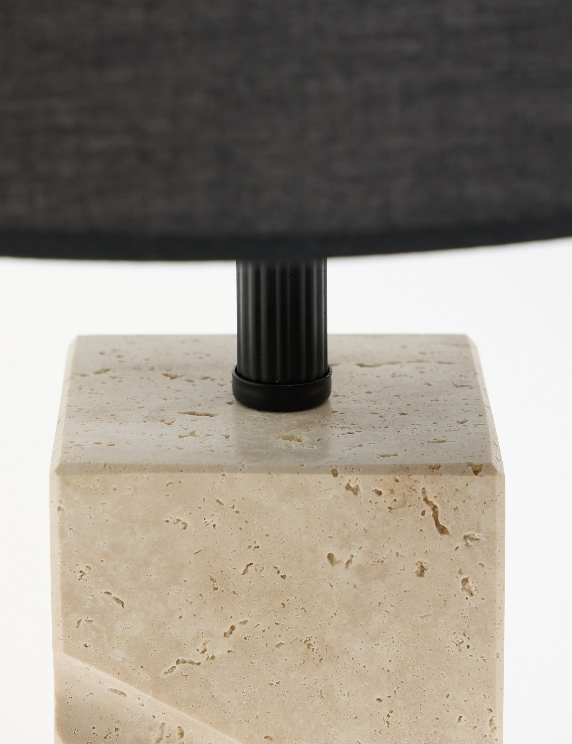 Valen Kumaş Şapkalı Siyah Traverten Abajur