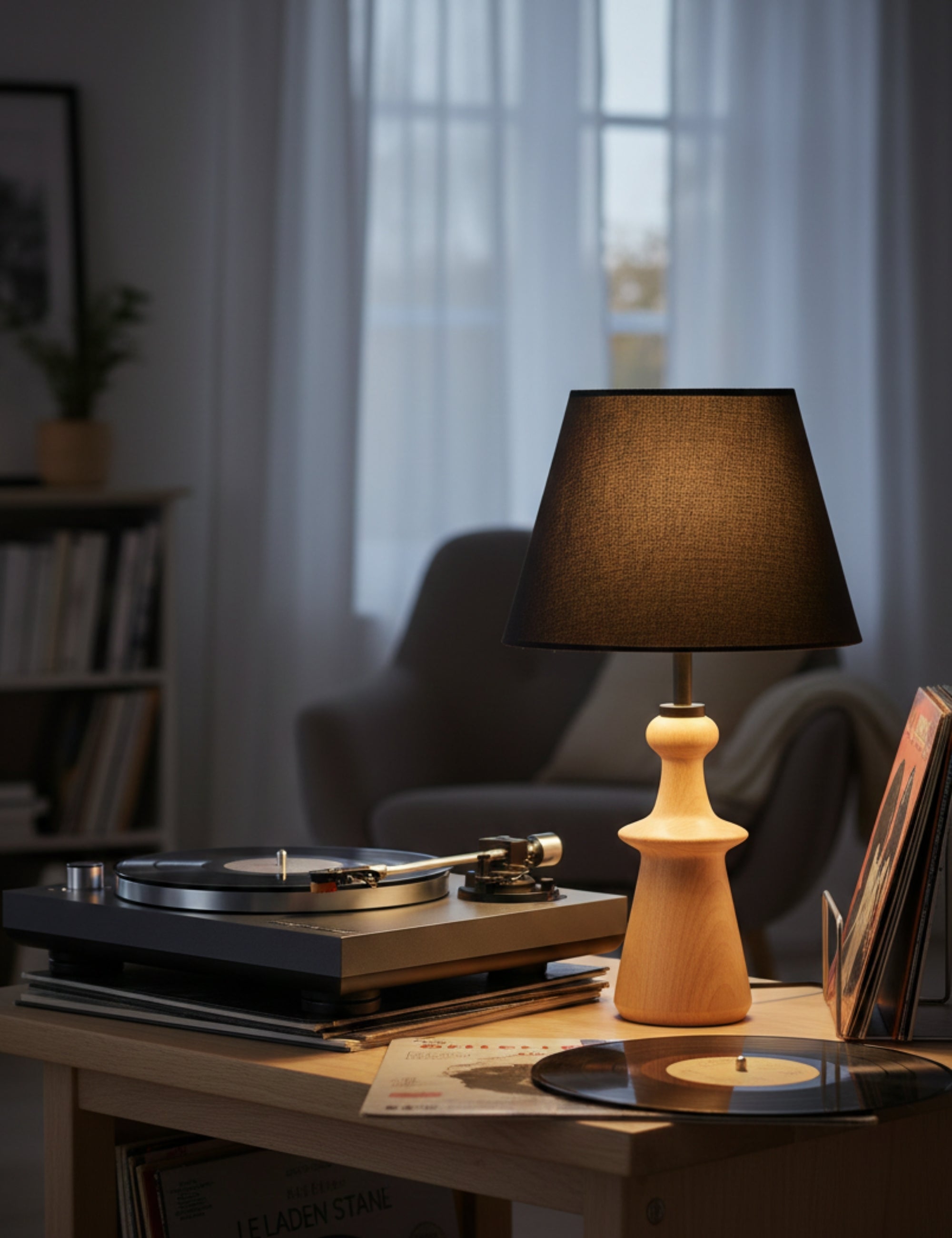 Sandnes Kumaş Şapkalı Ahşap Abajur