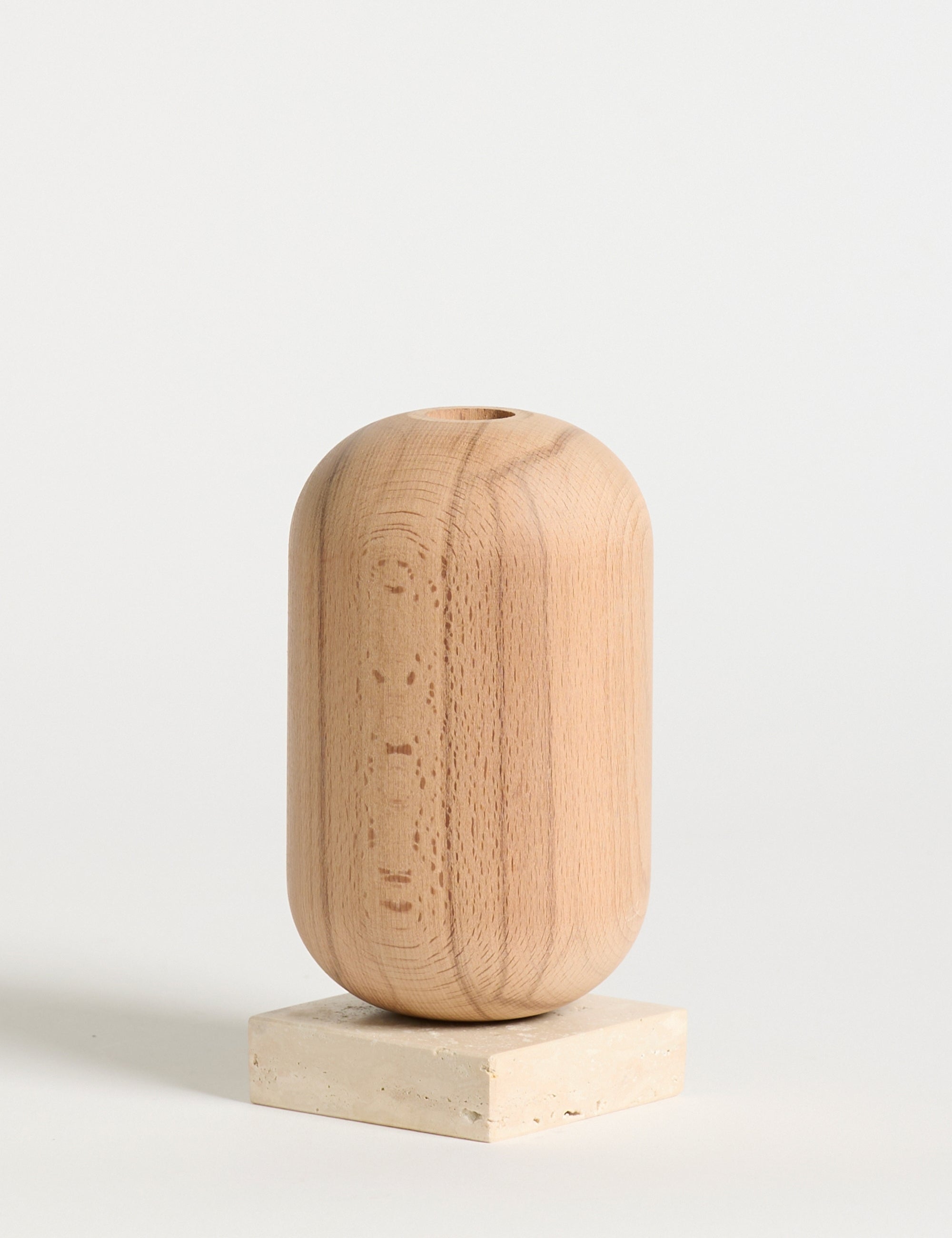 Ahşap Gövdeli Traverten Dekoratif Şamdan