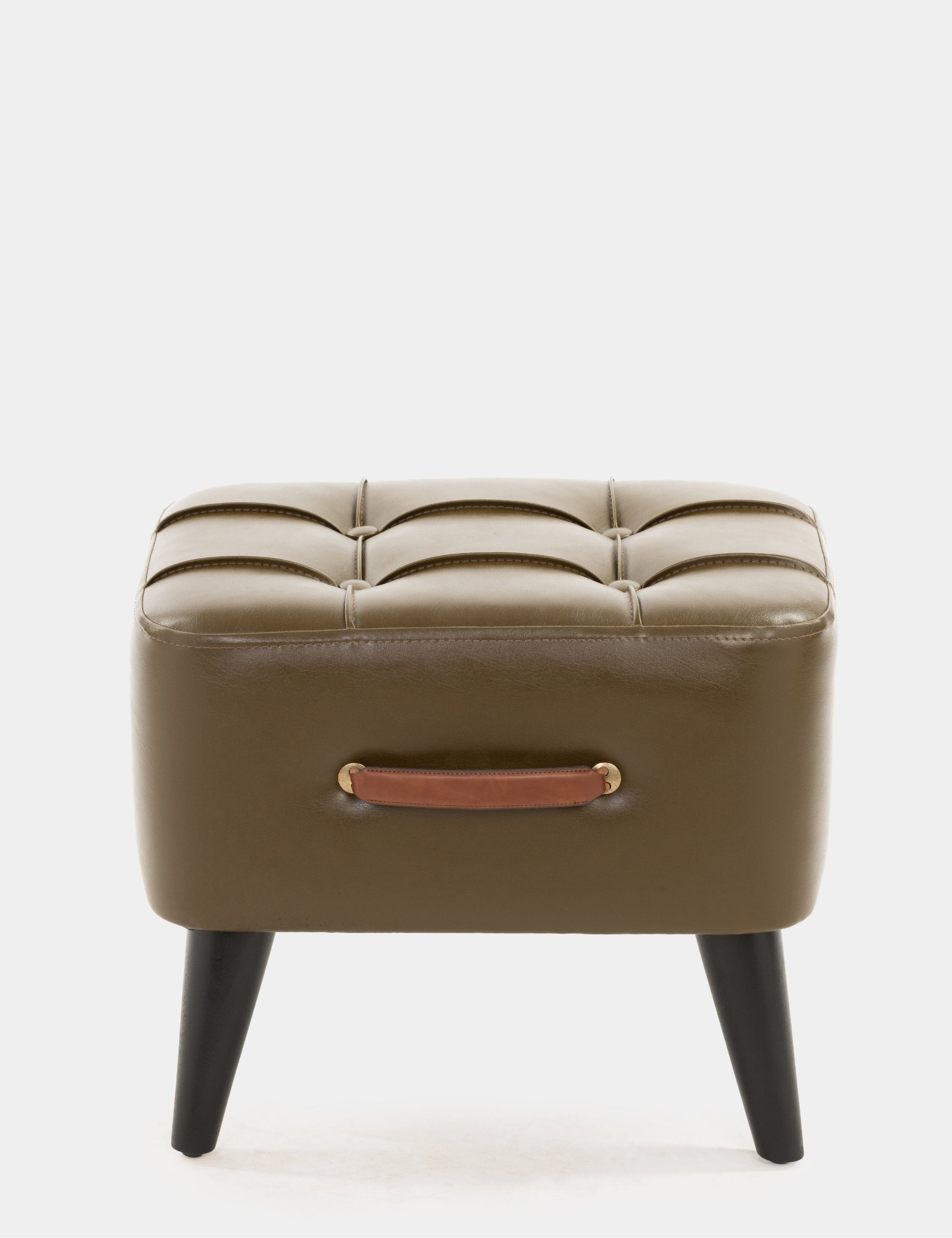 Ottocase Nostaljik El Yapımı Kapitone Deri Puf - Haki