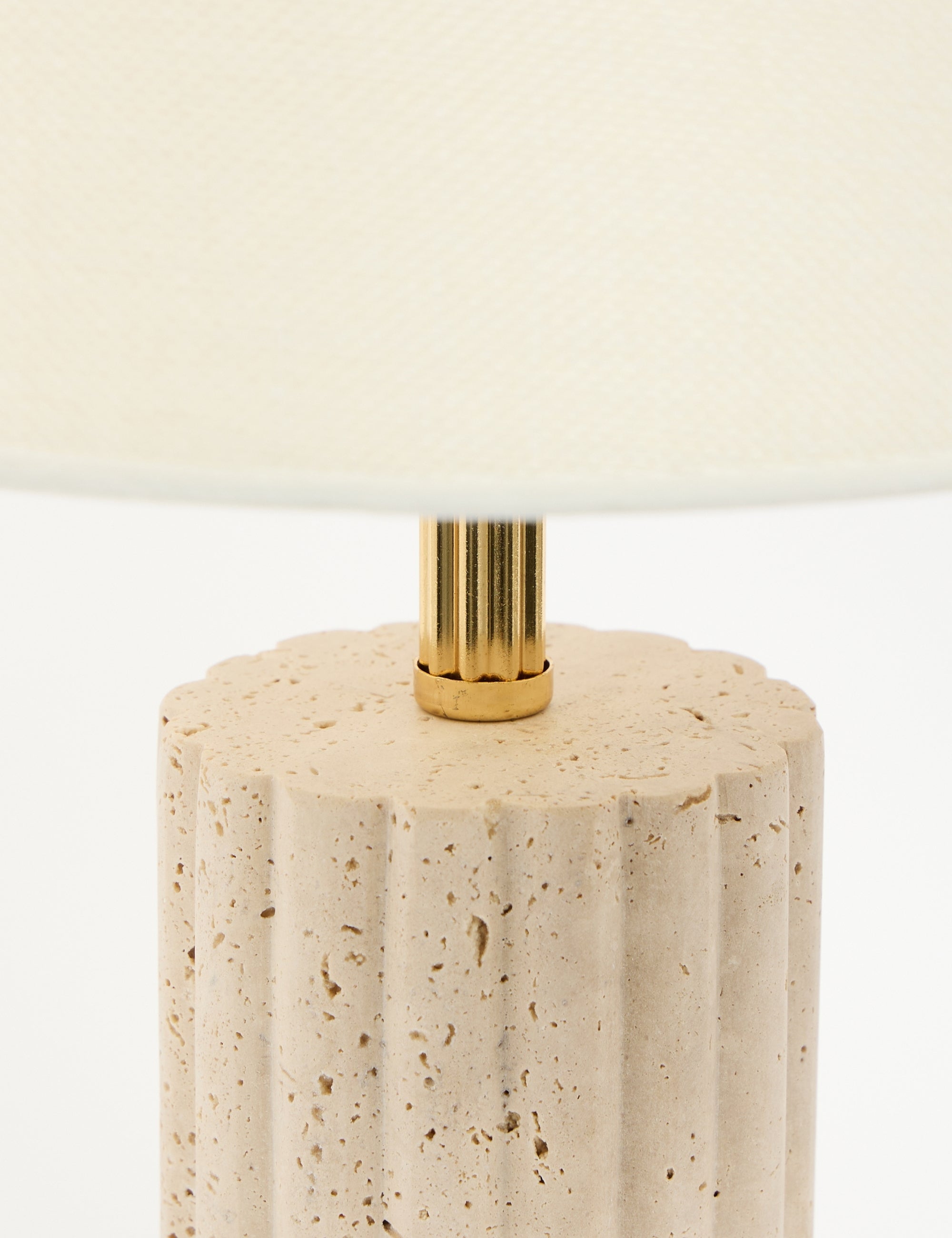 Astra Kumaş Şapkalı Gold Traverten Abajur