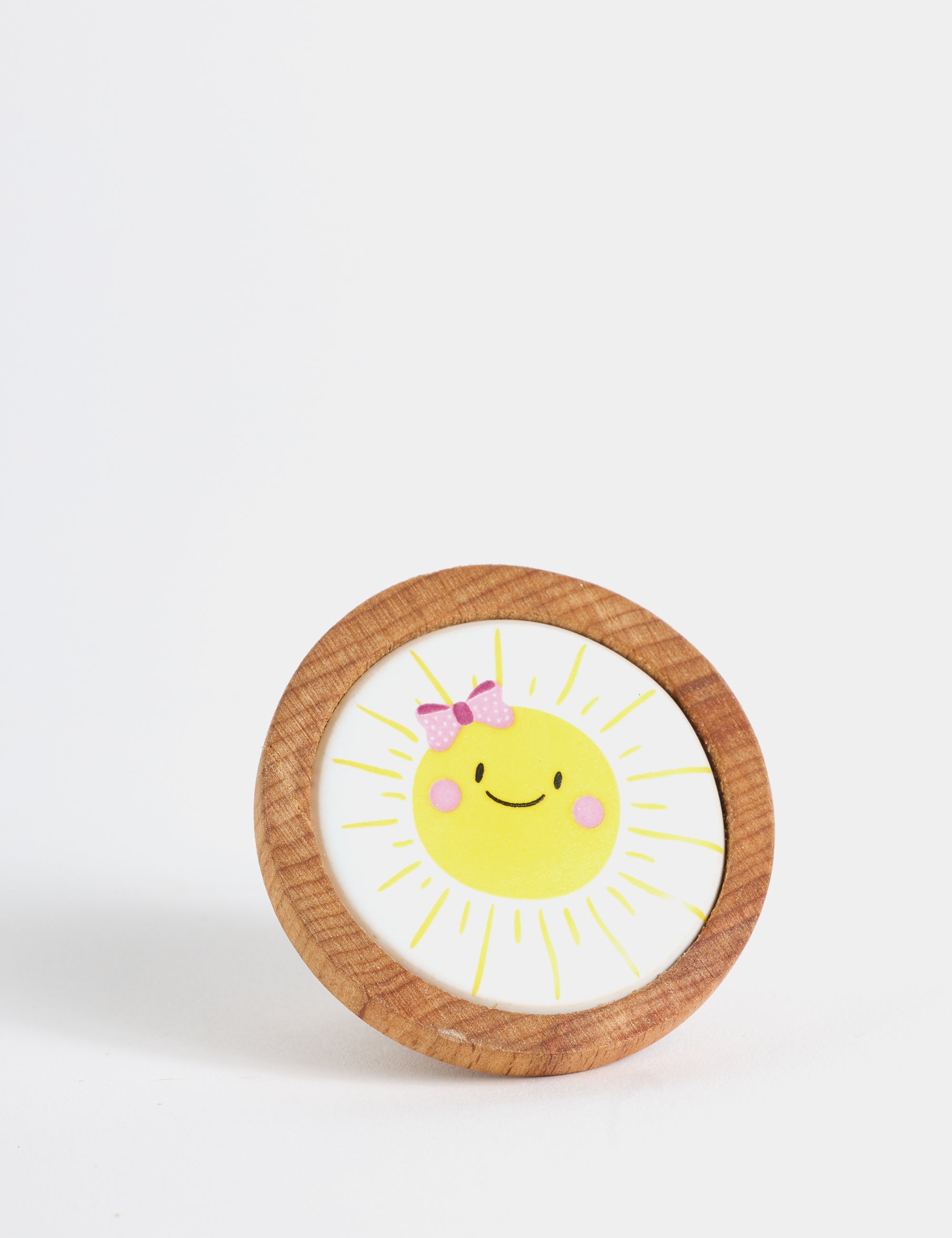 Güneş Desenli Porselen ve Ahşap Tekli Çocuk Kulp