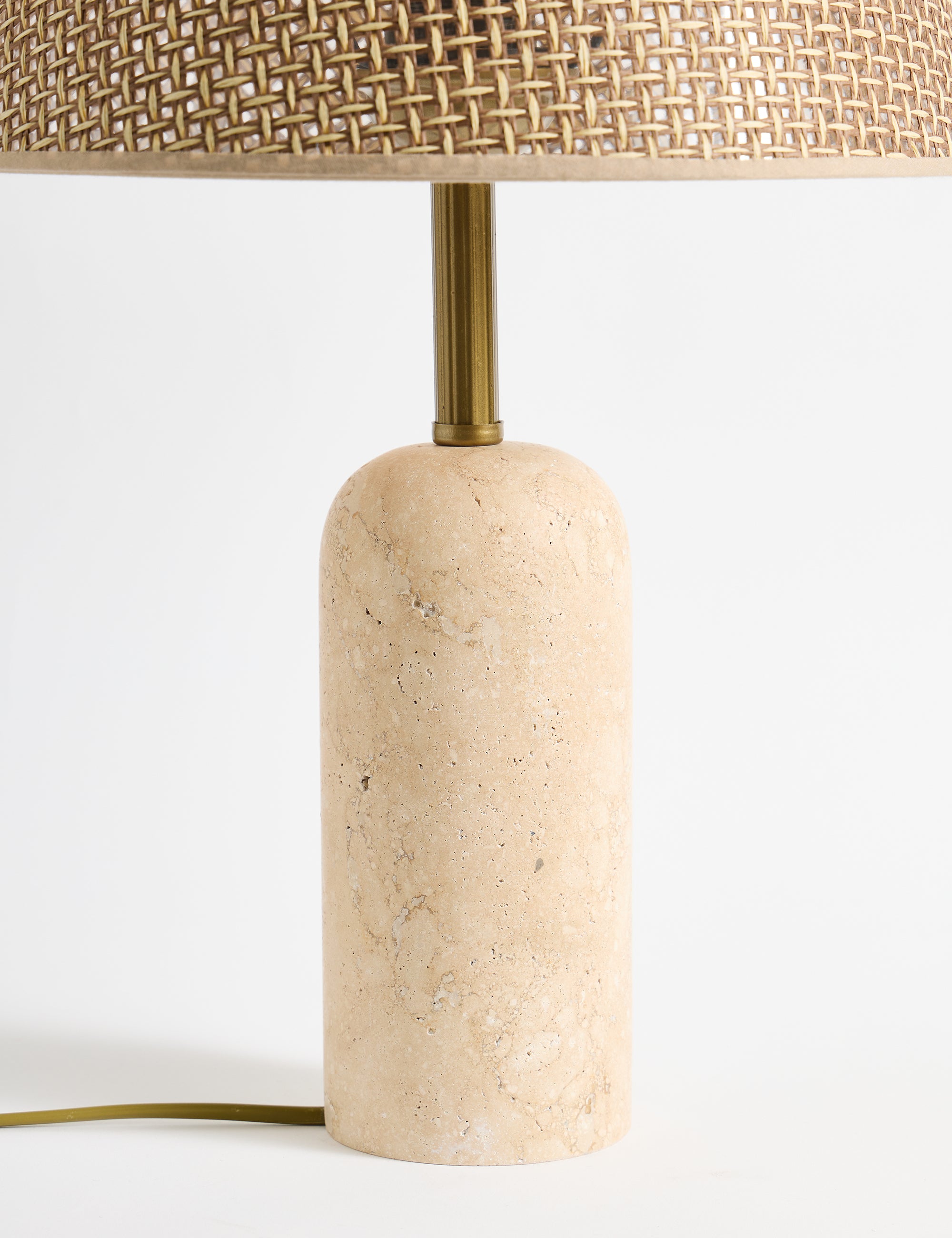 Luum Hasır Şapkalı Traverten Abajur