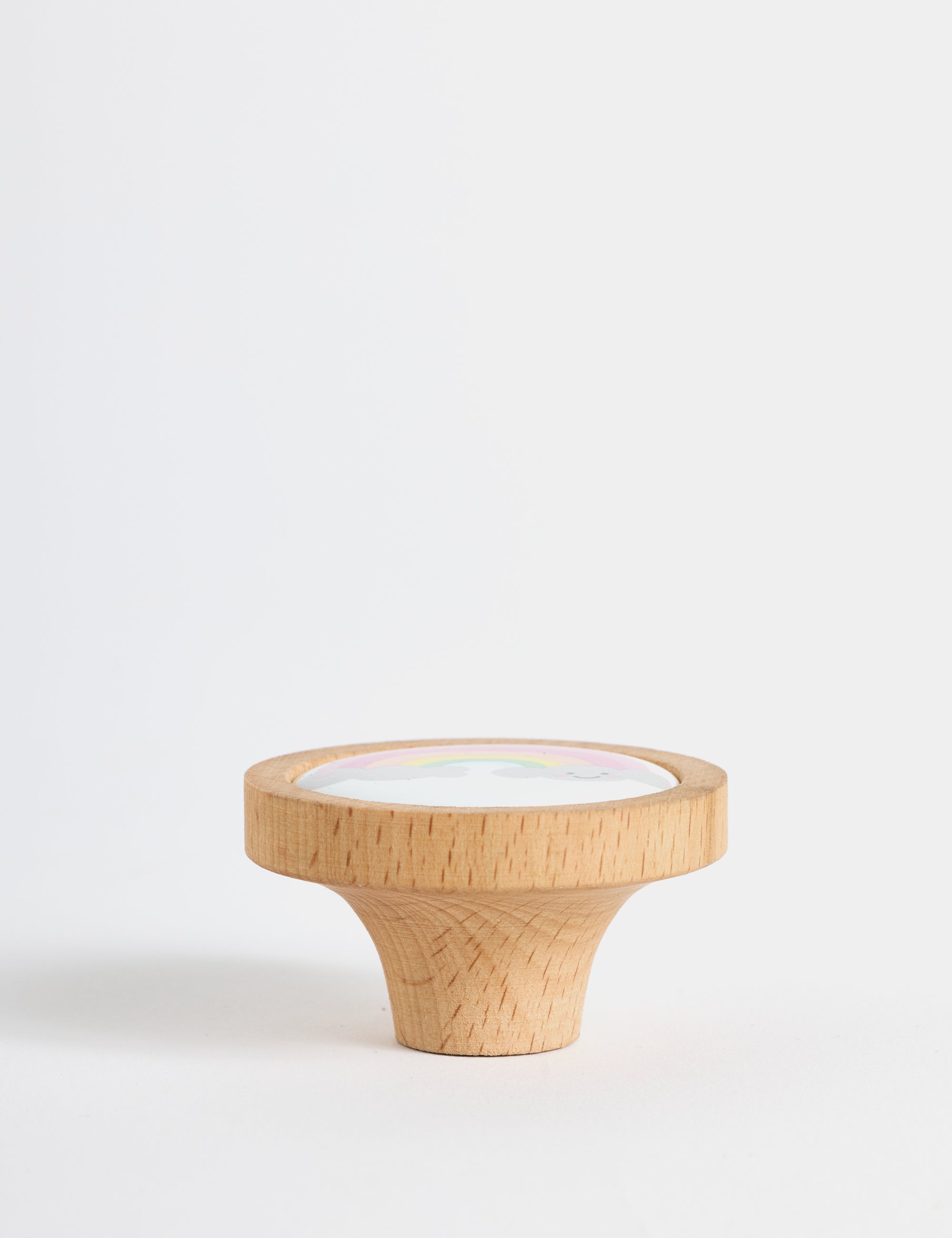 Gökkuşağı Porselen ve Ahşap Detaylı Tekli Çocuk Kulp