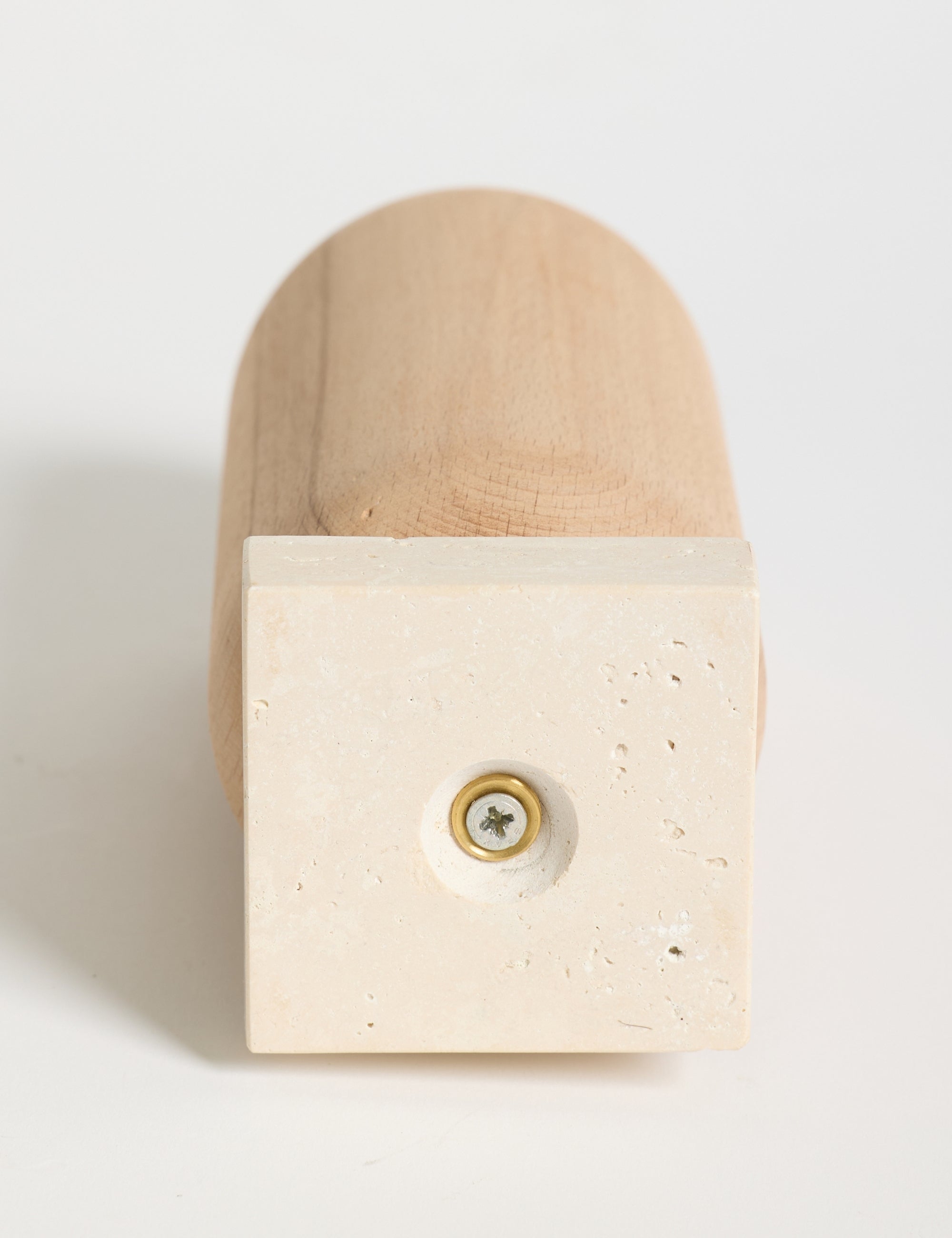 Ahşap Gövdeli Traverten Dekoratif Şamdan