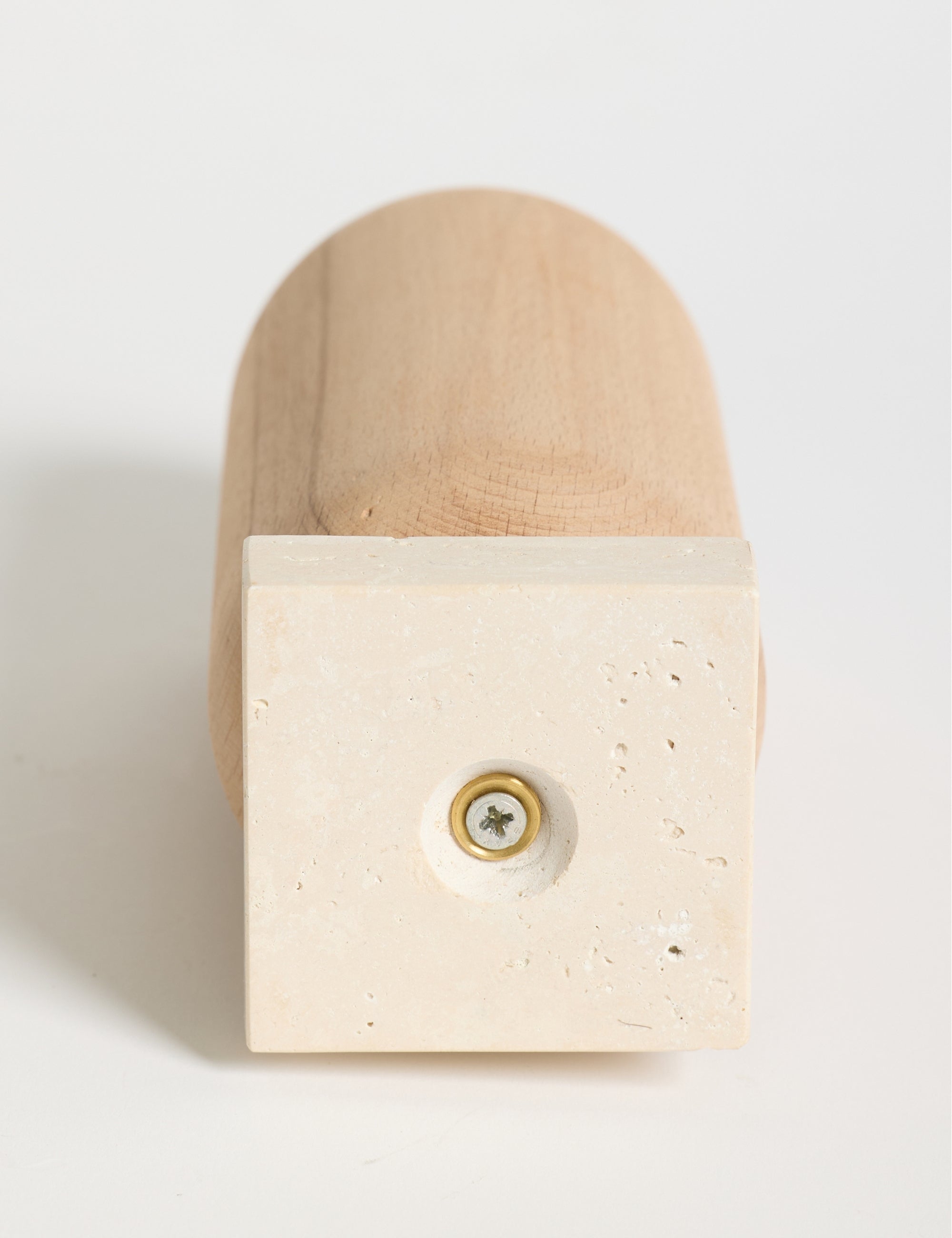 Ahşap Gövdeli Traverten Dekoratif Vazo & Şamdan Seti