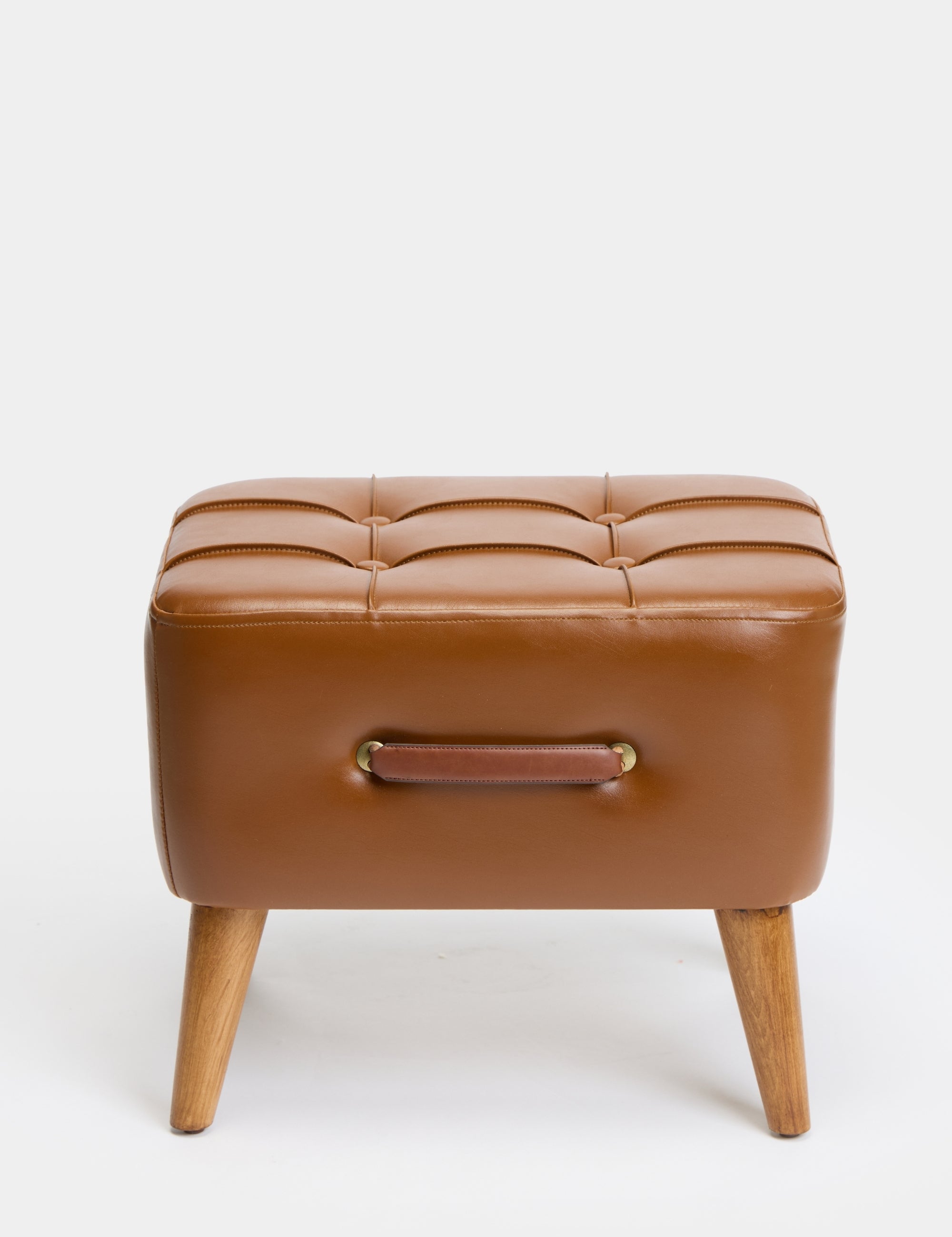 Ottocase Nostaljik El Yapımı Kapitone Deri Puf - Kahverengi