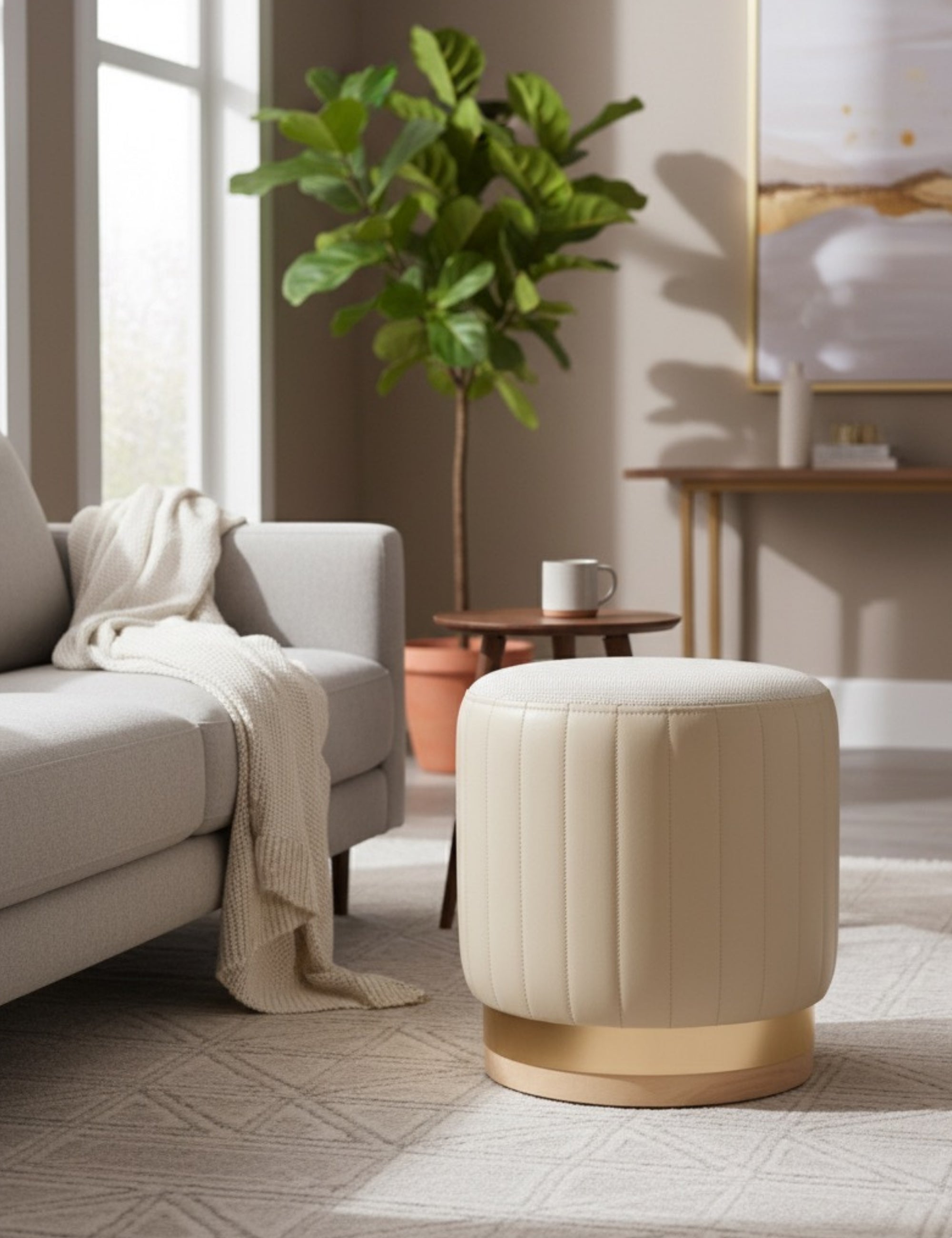 Nordica Gold ve Ahşap Detaylı Puf