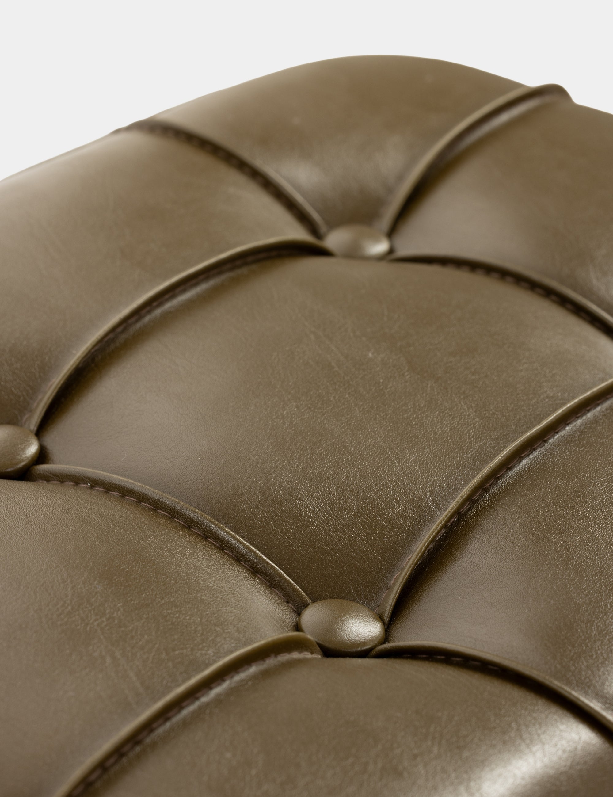 Ottocase Nostaljik El Yapımı Kapitone Deri Puf - Haki