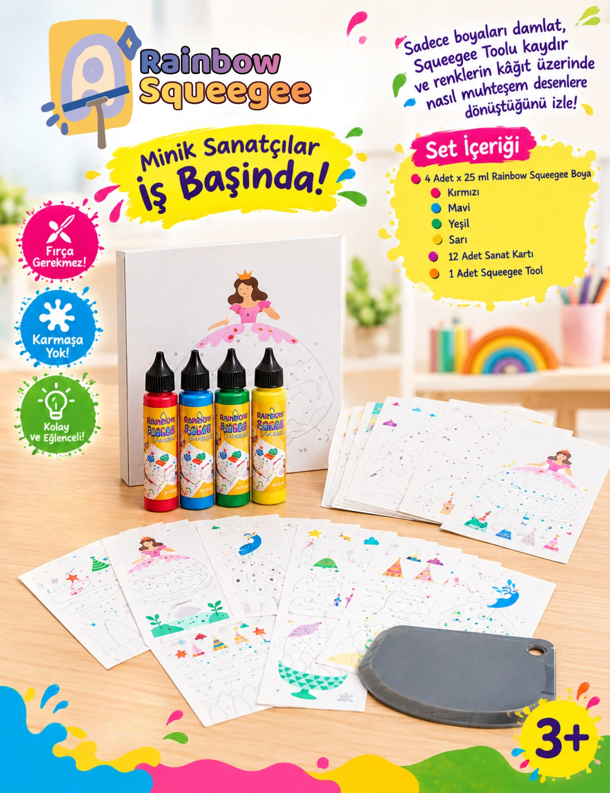 Maisonord Rainbow Squeegee Yaratıcı El Sanatları Eğitici Oyun Seti