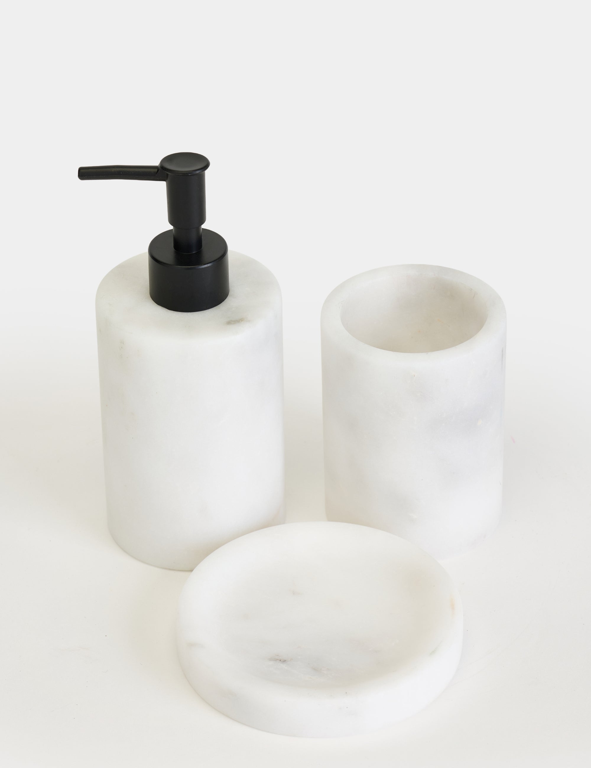 Flora Mermer 3'lü Banyo Seti - Siyah