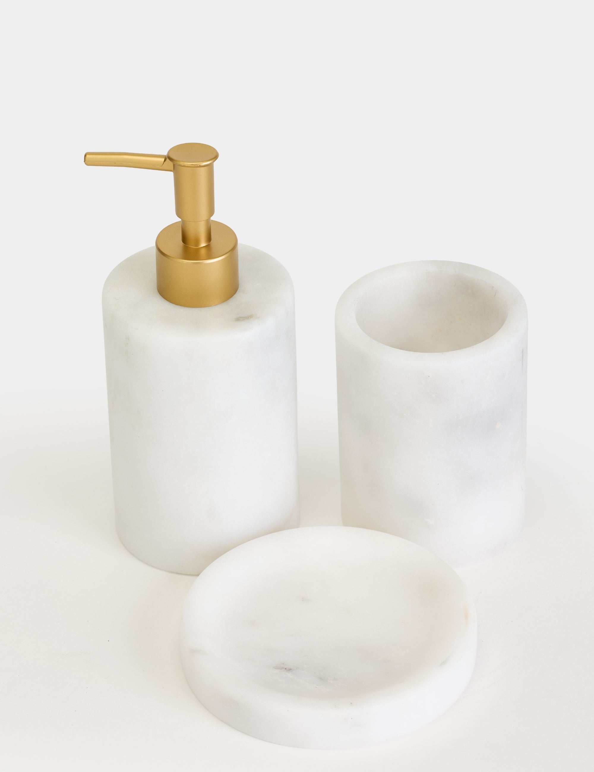 Flora Mermer 3'lü Banyo Seti - Mat Gold