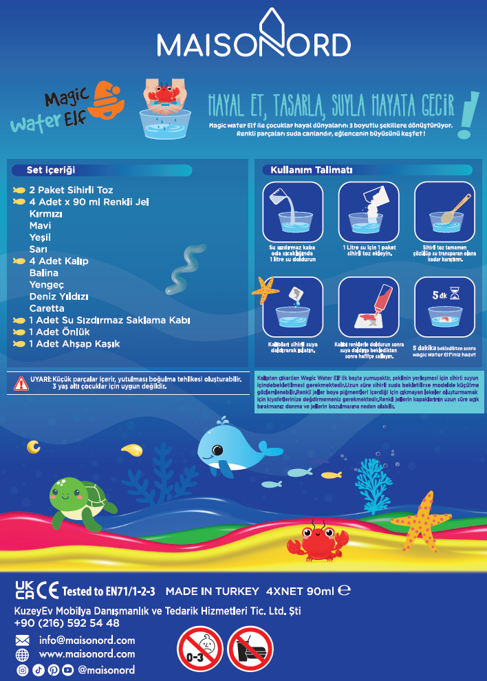 Magic Water Elf Sihirli Su Hayvanları Kendin Yap Eğitici Oyun Seti