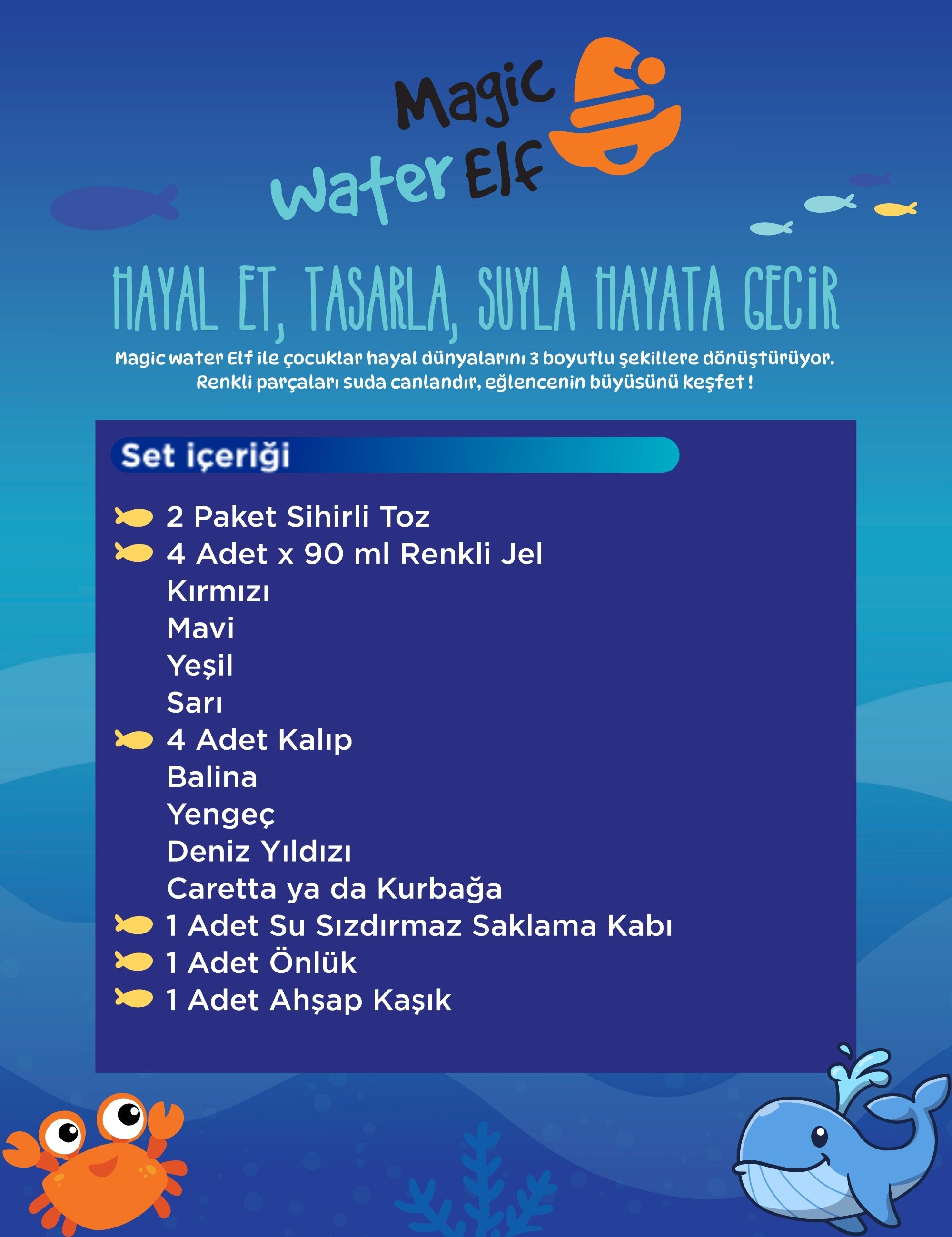 Magic Water Elf Sihirli Su Hayvanları Kendin Yap Eğitici Oyun Seti