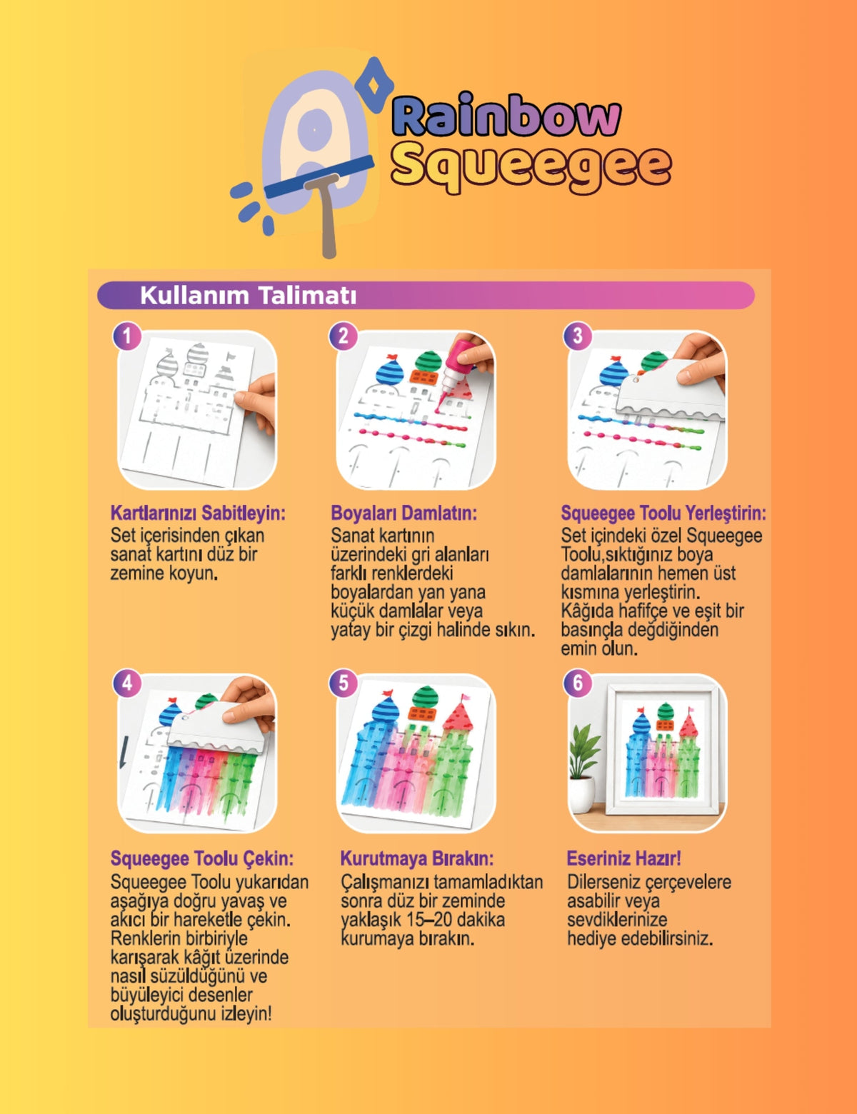 Maisonord Rainbow Squeegee Yaratıcı El Sanatları Eğitici Oyun Seti