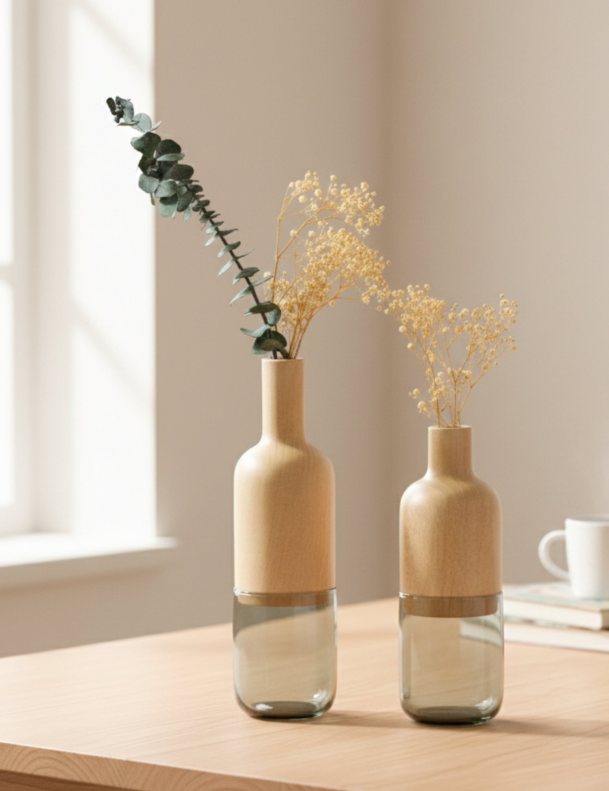 Harmony Minimalist 2'li Vazo Seti - Antrasit