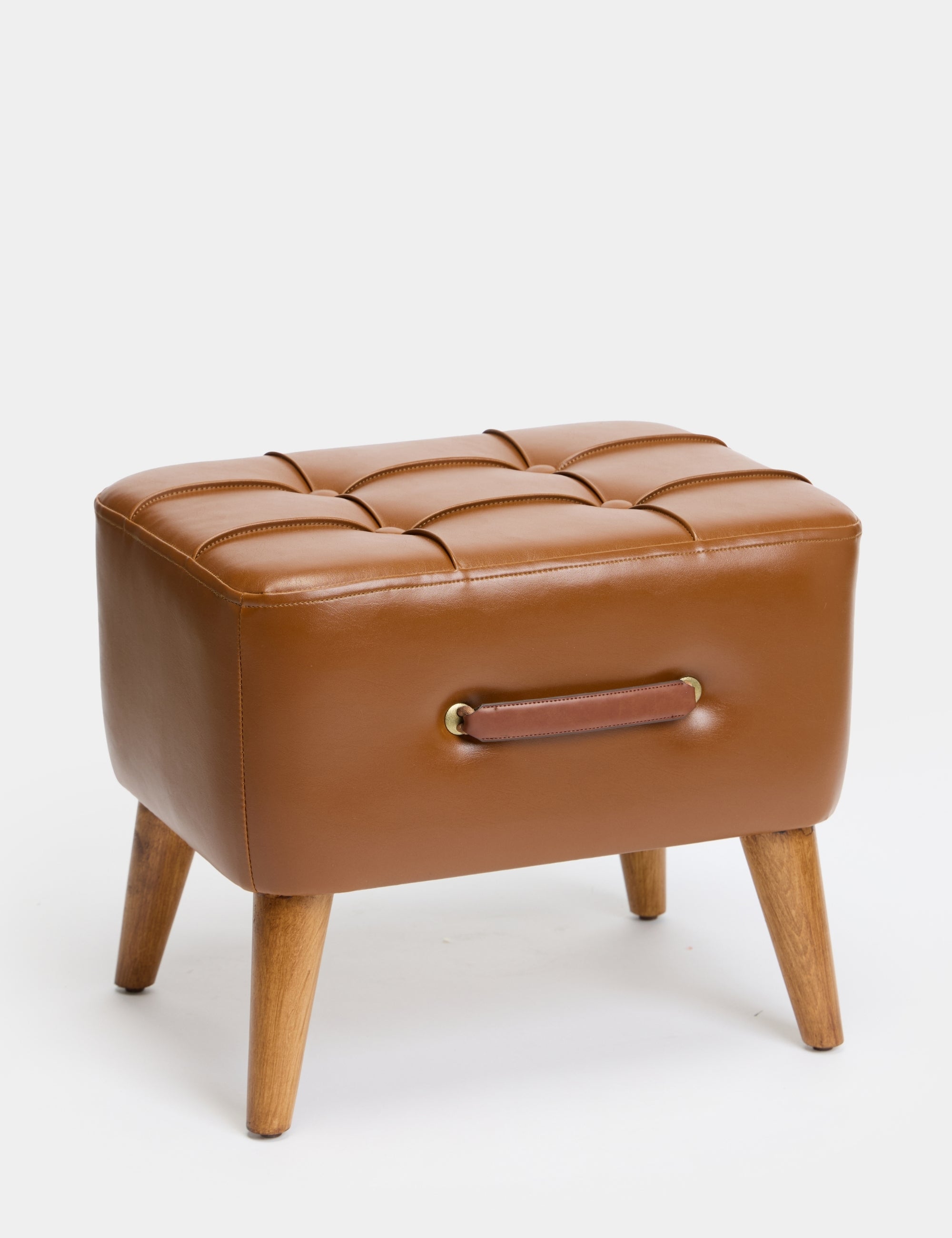 Ottocase Nostaljik El Yapımı Kapitone Deri Puf - Kahverengi