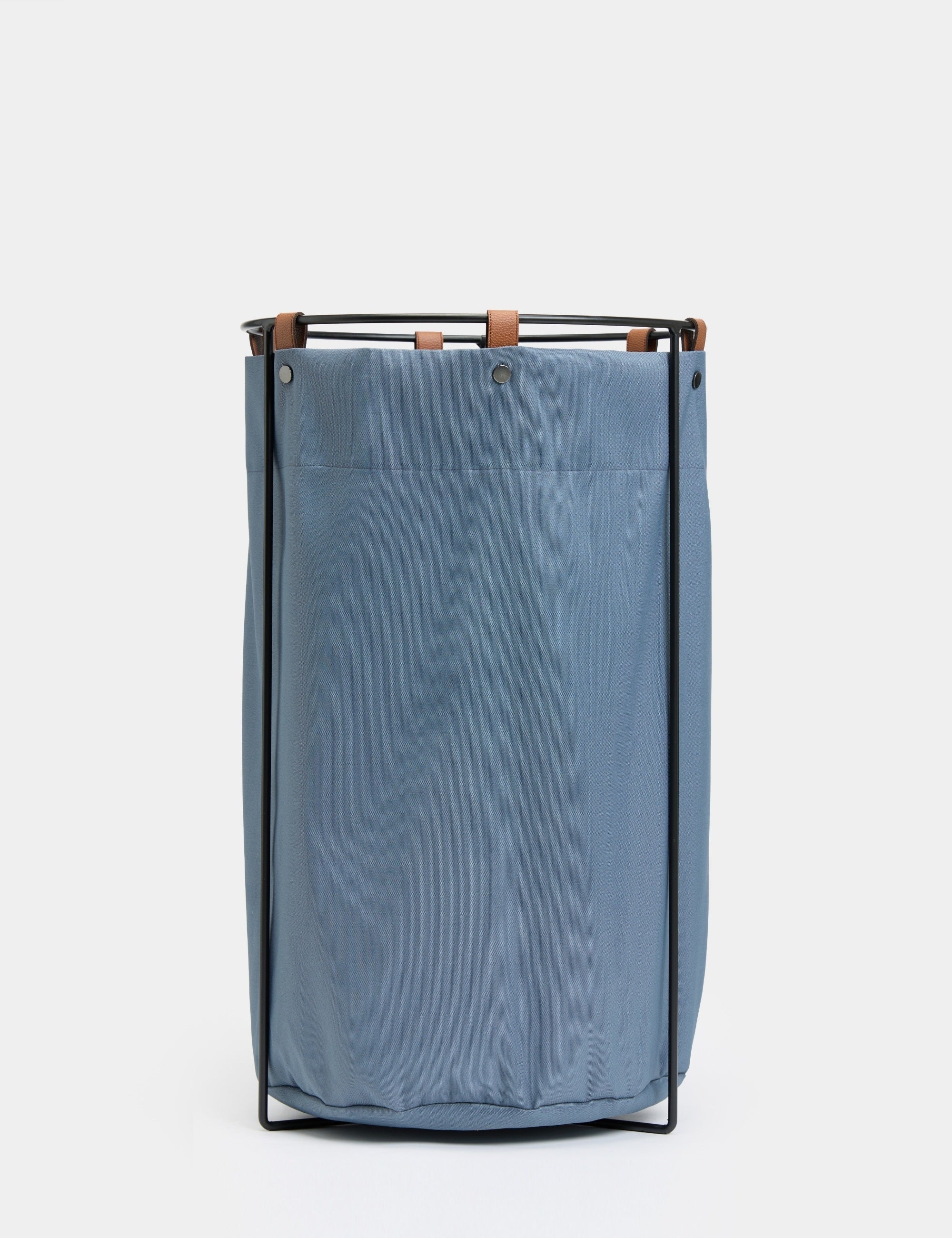 Edda Deri Askılı Metal Gövdeli Retro Çamaşır Sepeti - Füme