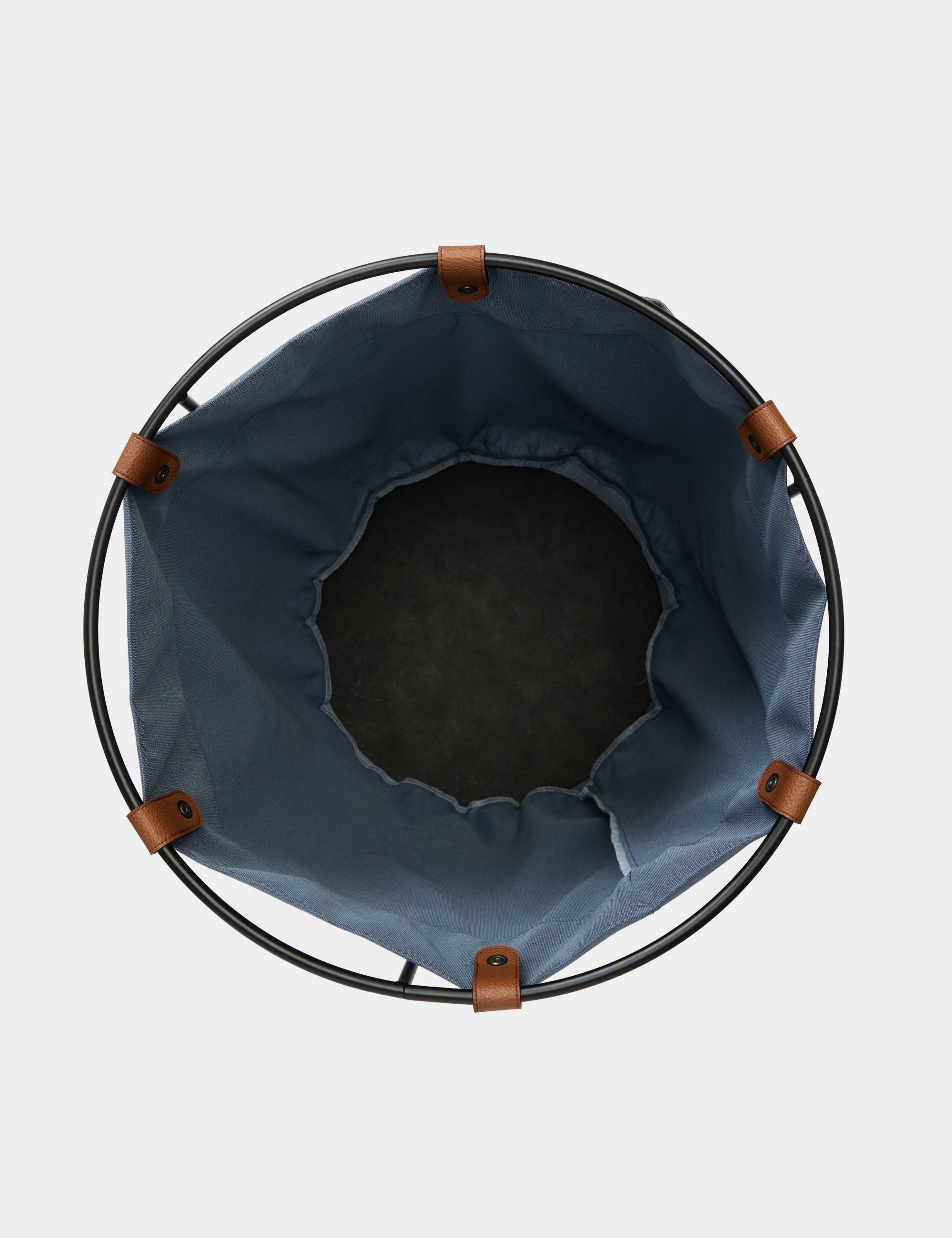 Edda Deri Askılı Metal Gövdeli Retro Çamaşır Sepeti - Füme