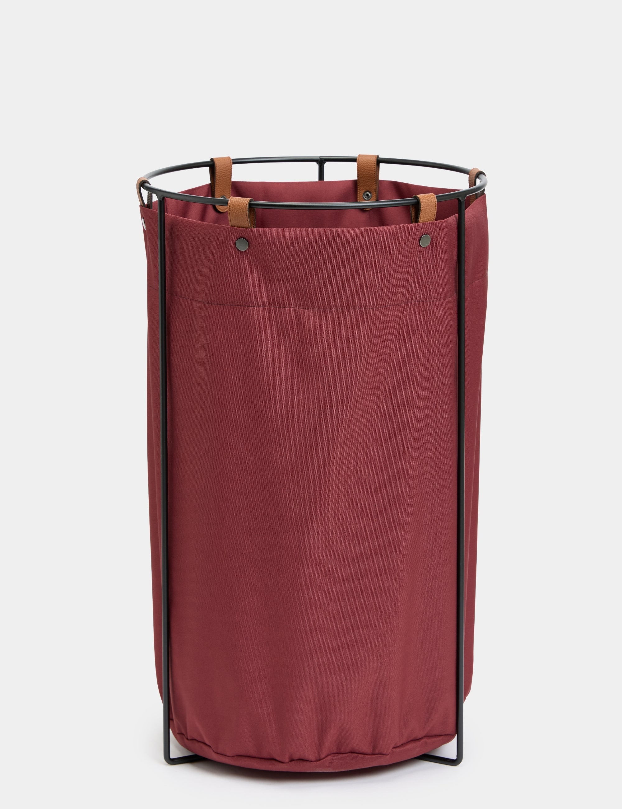 Edda Deri Askılı Metal Gövdeli Retro Çamaşır Sepeti - Bordo
