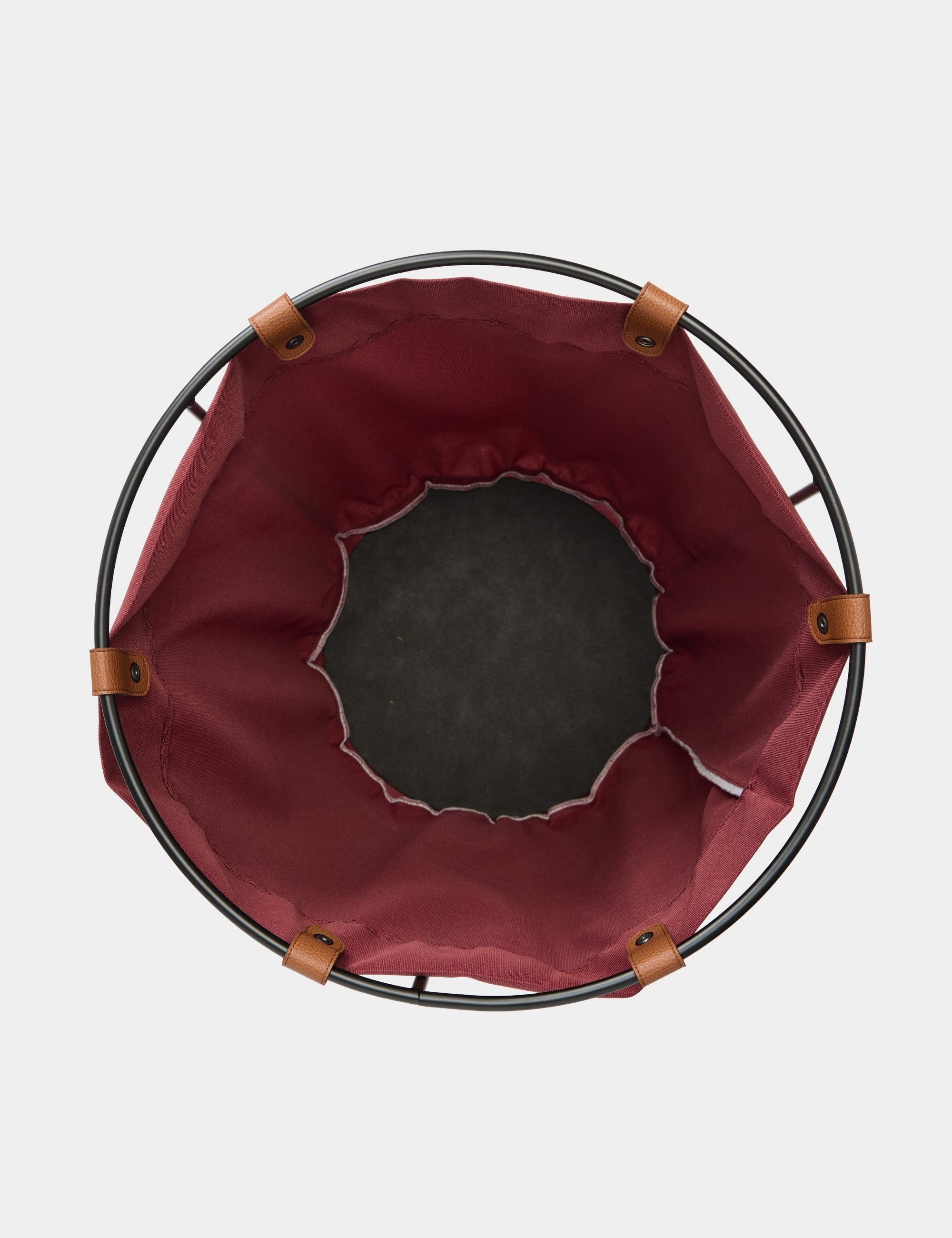 Edda Deri Askılı Metal Gövdeli Retro Çamaşır Sepeti - Bordo