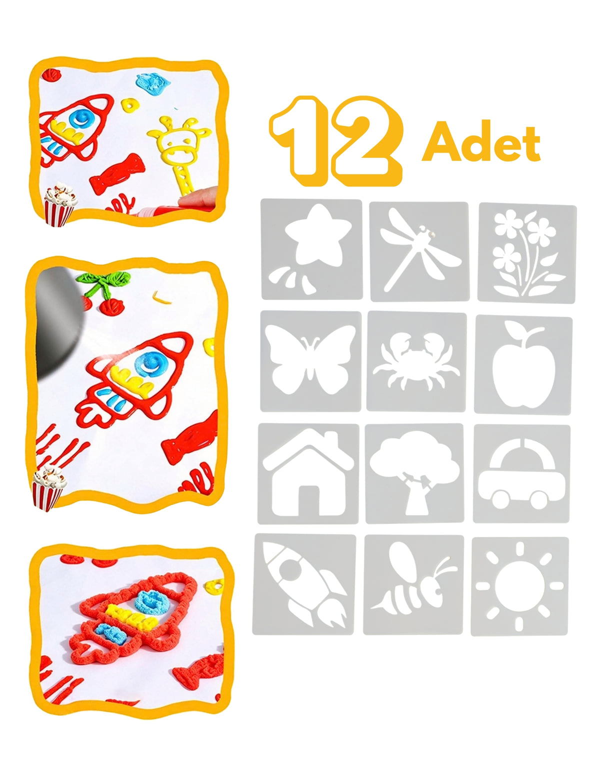 Maisonord Popcorn Touch Yedek Stencil Çizim Kartı (12 Adet)