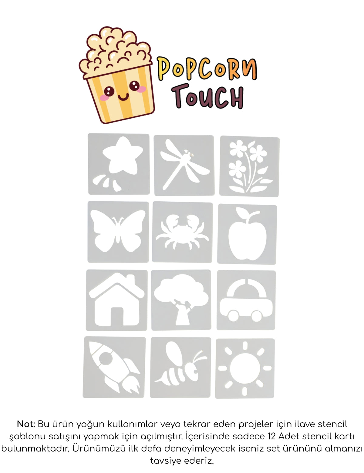 Maisonord Popcorn Touch Yedek Stencil Çizim Kartı (12 Adet)