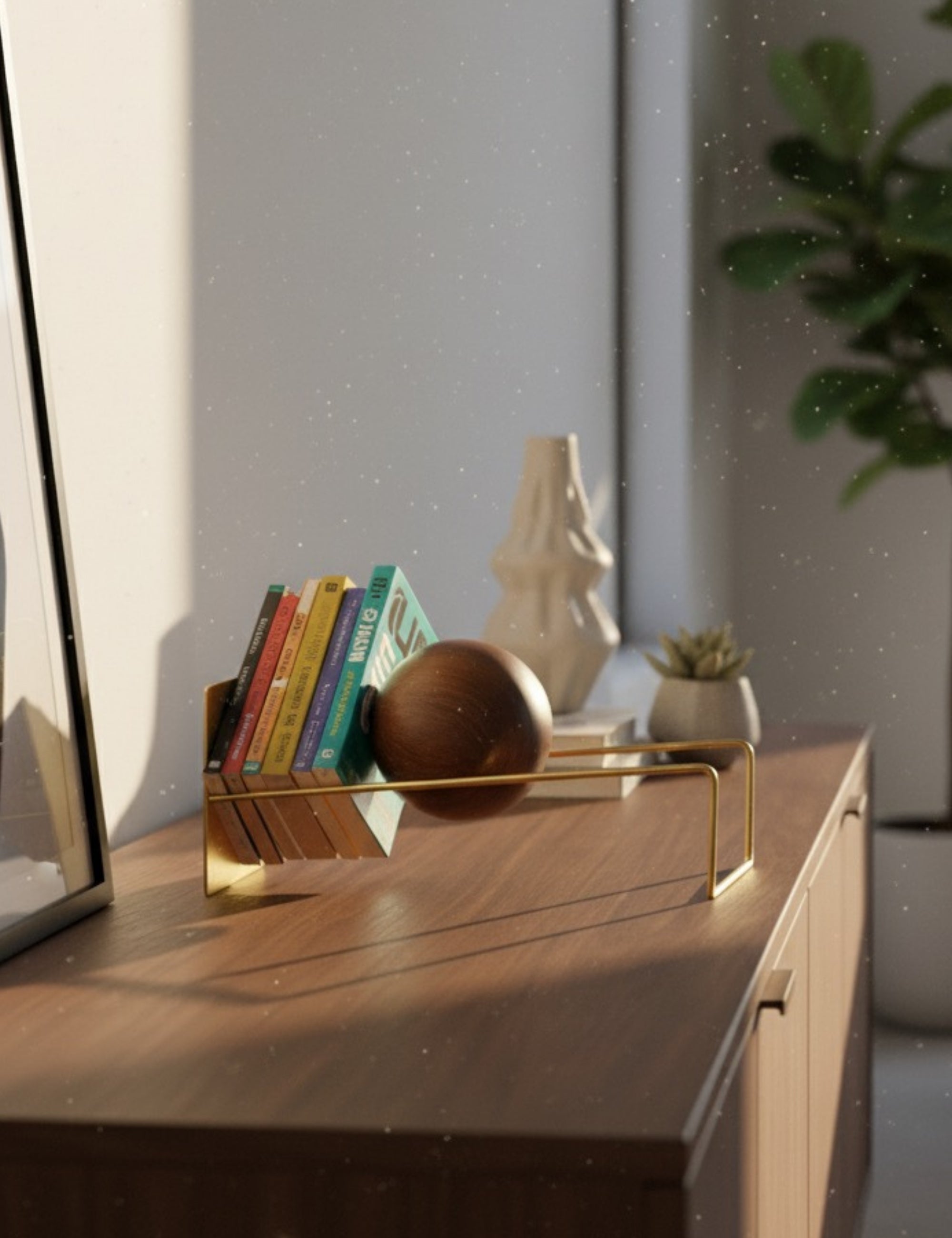 Toke Dekoratif Kitaplık - Gold Eskitme