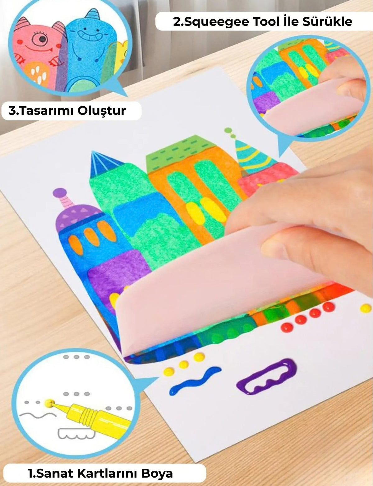 Maisonord Rainbow Squeegee Yaratıcı El Sanatları Eğitici Oyun Seti