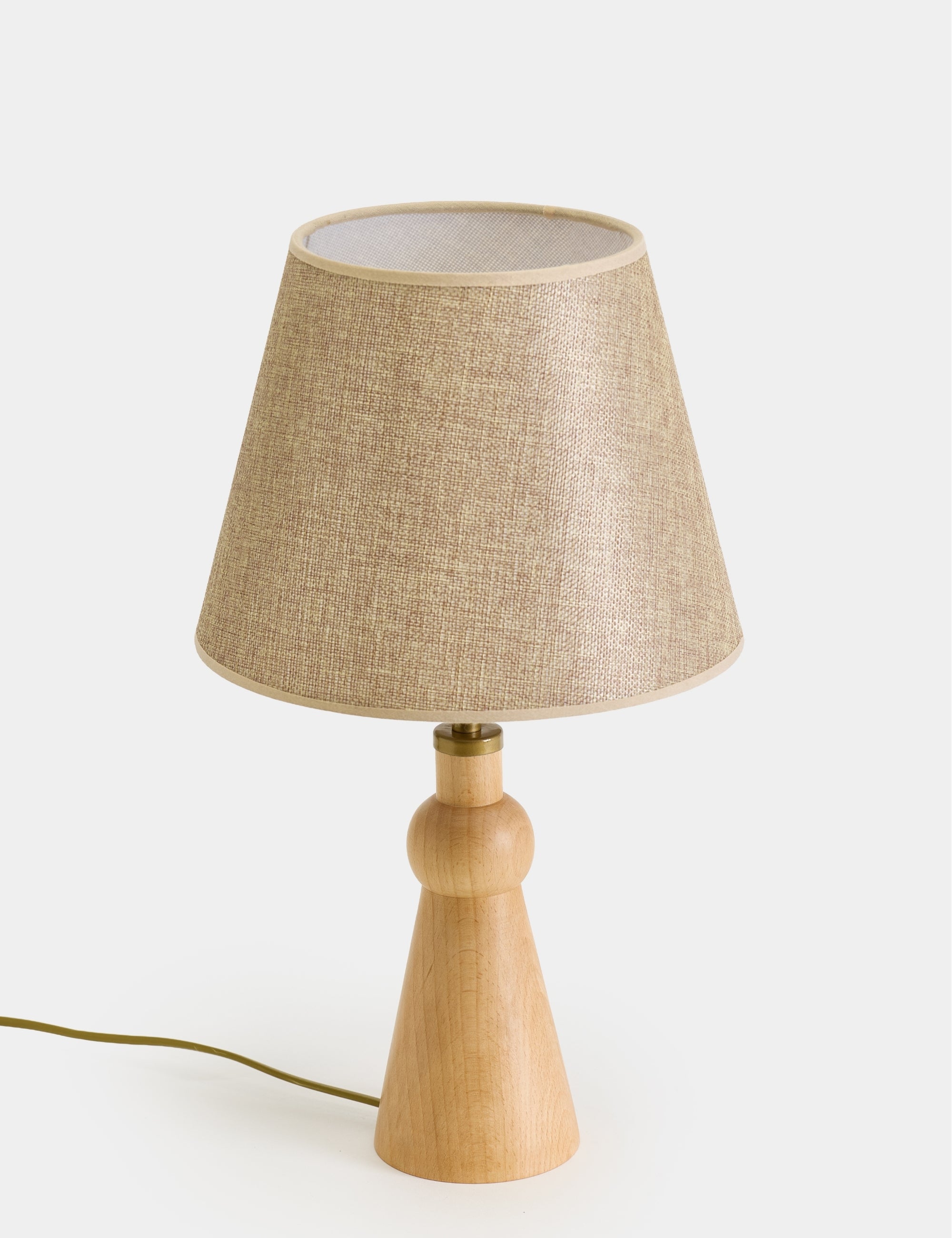 Oslo Kumaş Şapkalı Ahşap Abajur