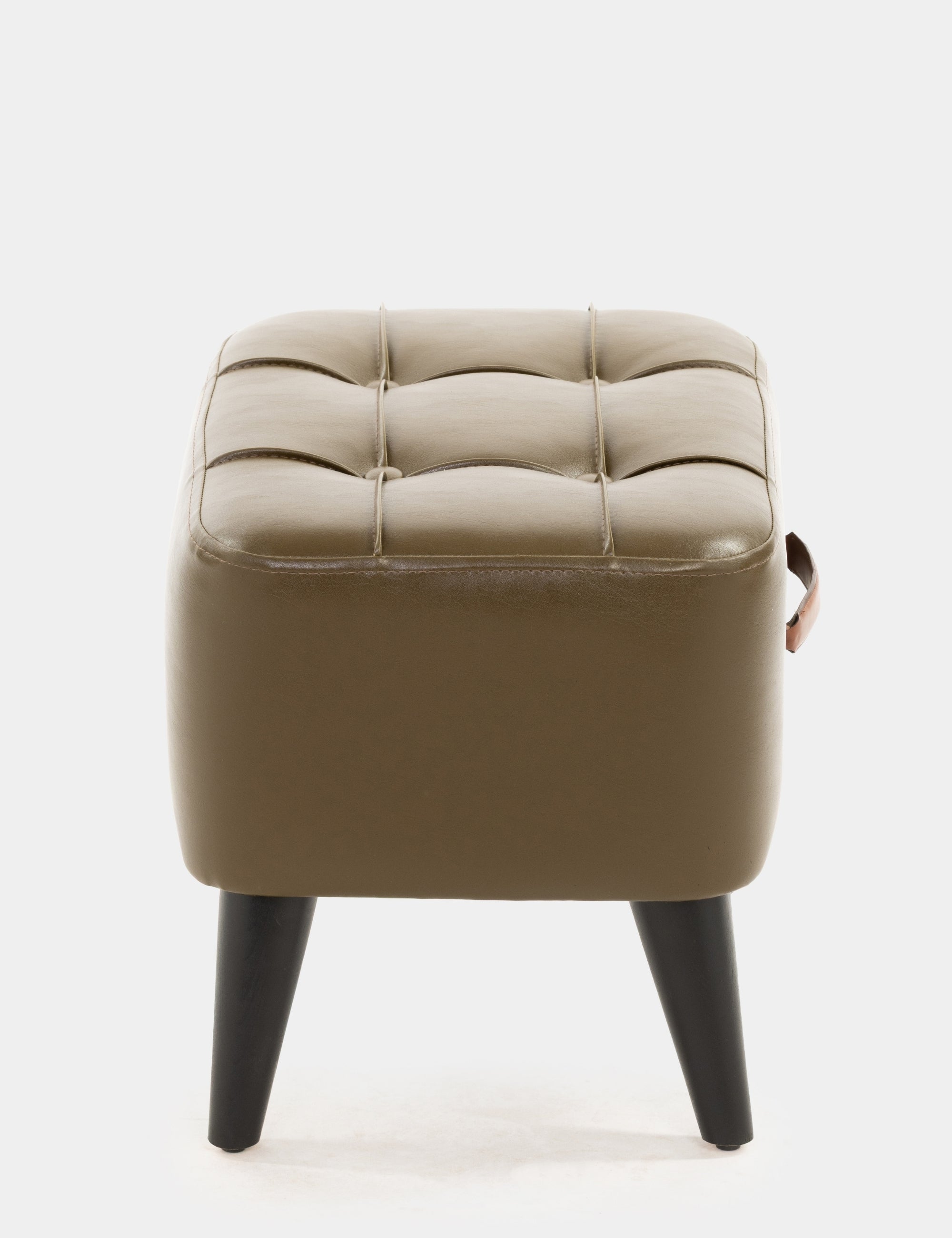 Ottocase Nostaljik El Yapımı Kapitone Deri Puf - Haki