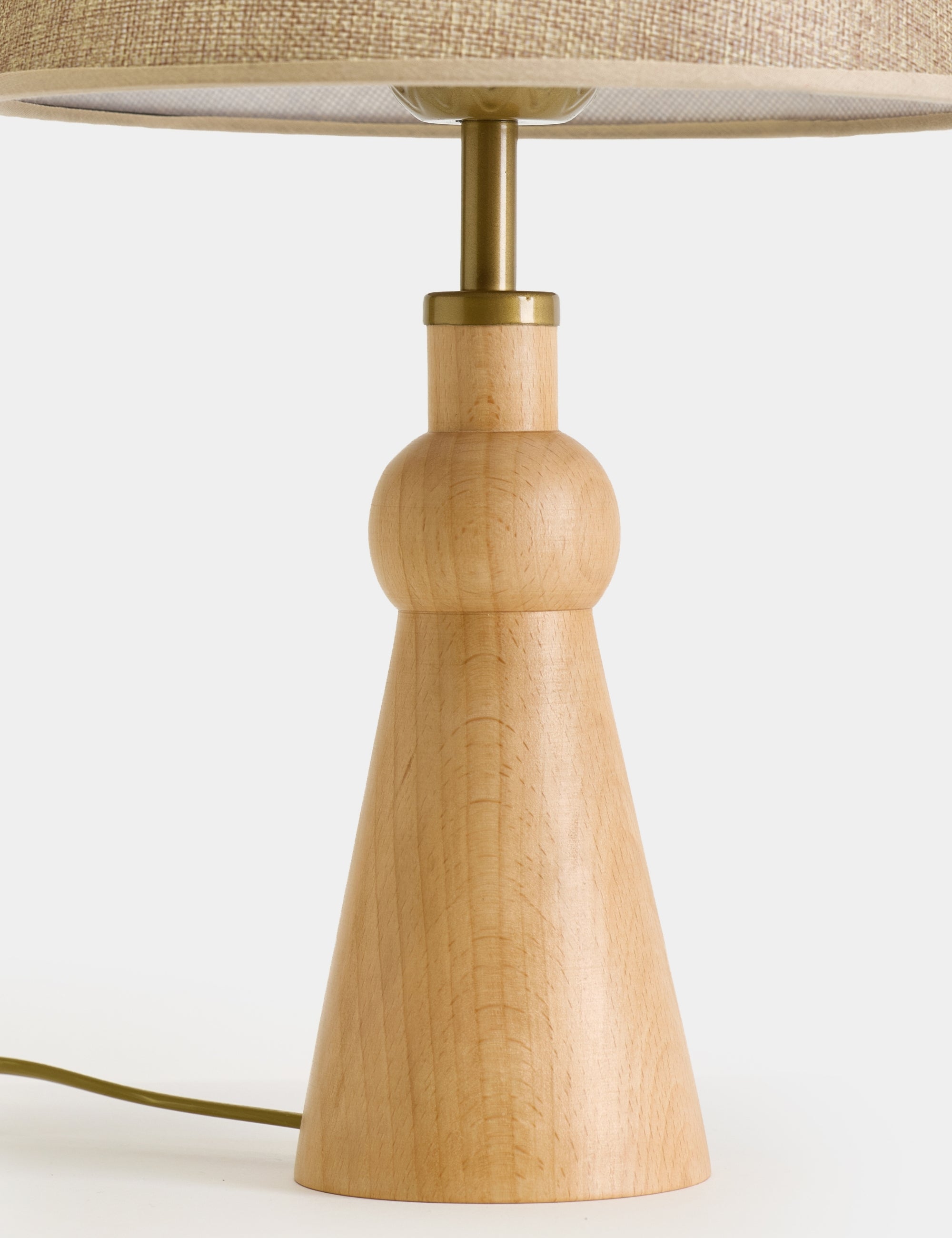 Oslo Kumaş Şapkalı Ahşap Abajur