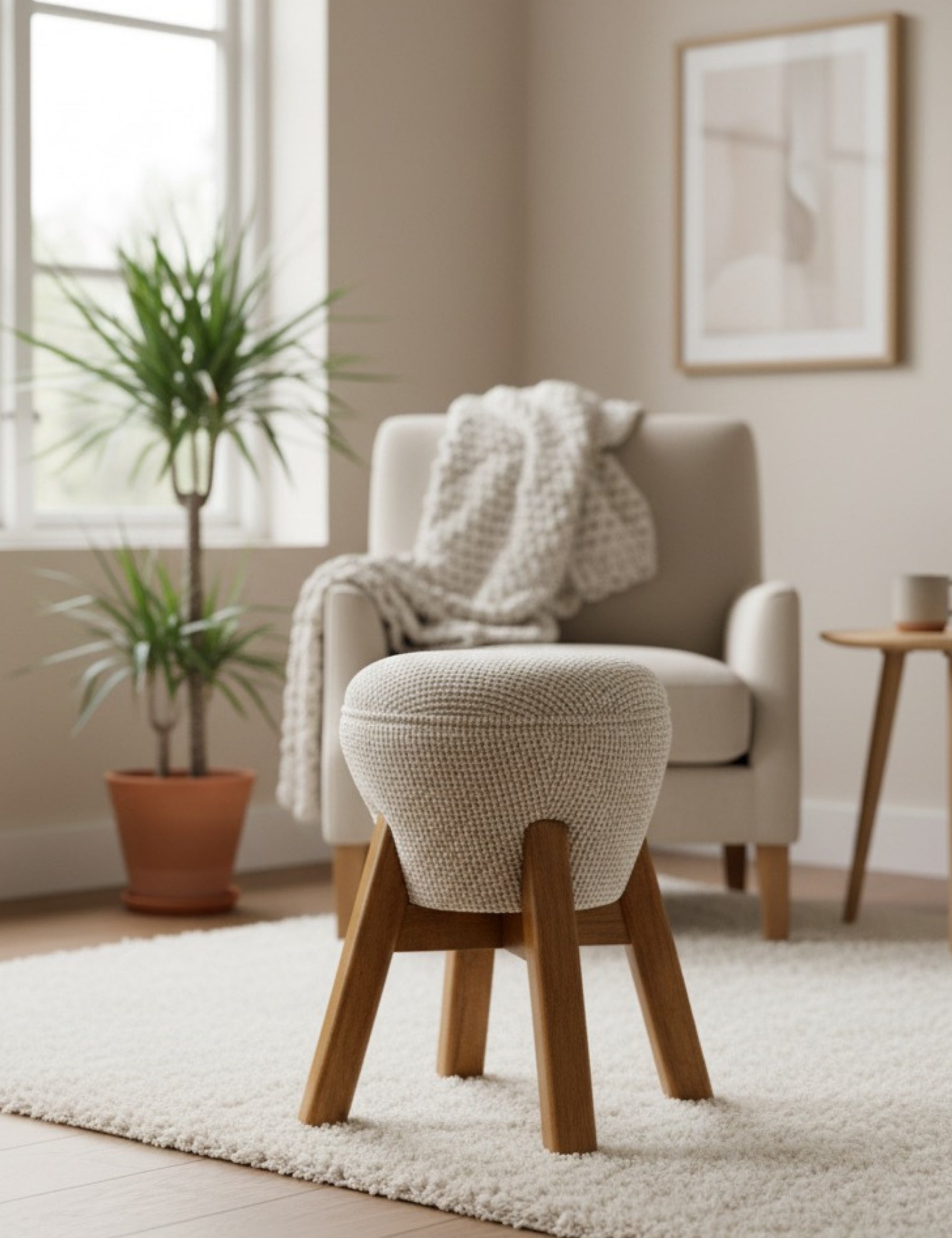 Hermod Ahşap Ayaklı Puf