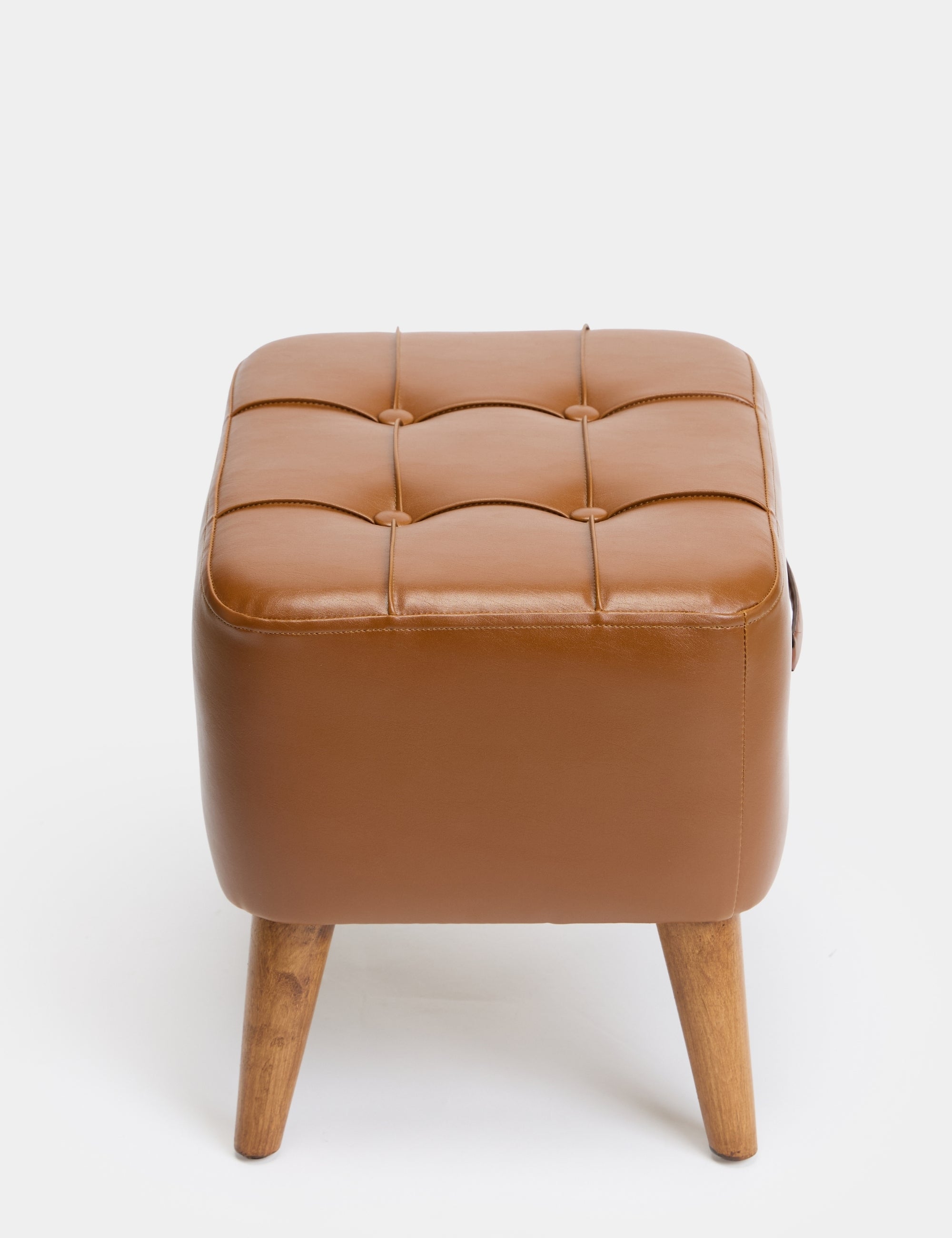 Ottocase Nostaljik El Yapımı Kapitone Deri Puf - Kahverengi