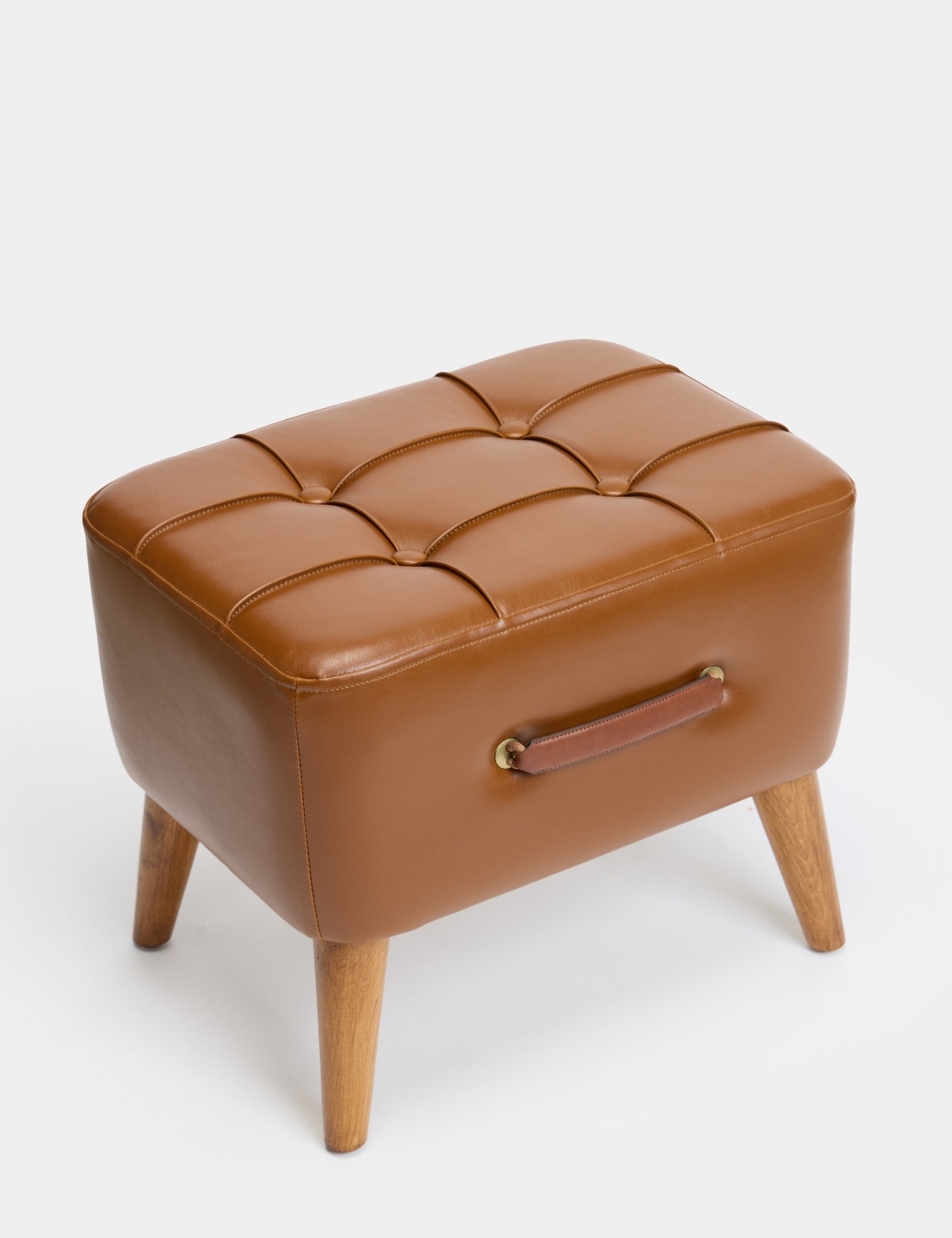 Ottocase Nostaljik El Yapımı Kapitone Deri Puf - Kahverengi