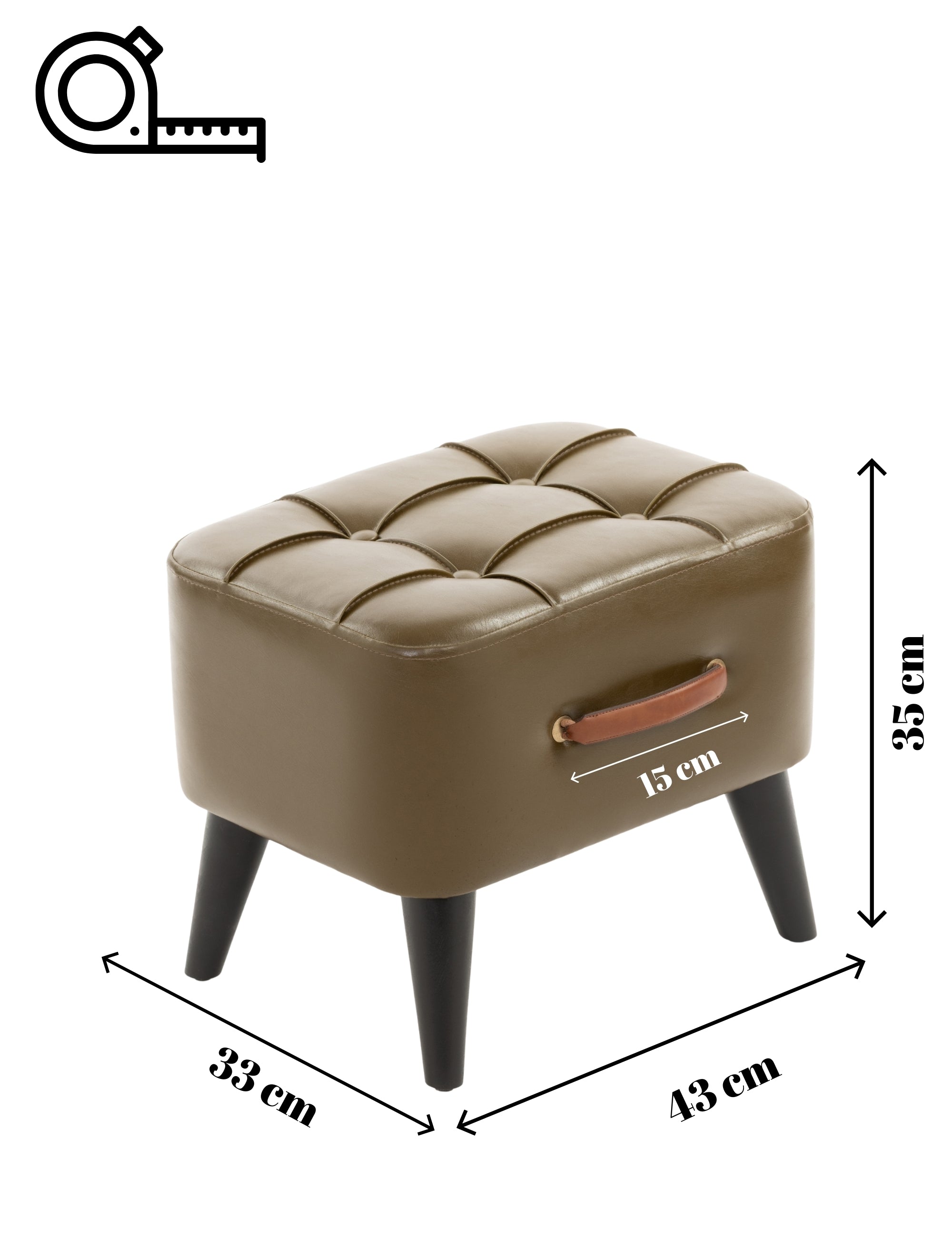 Ottocase Nostaljik El Yapımı Kapitone Deri Puf - Haki